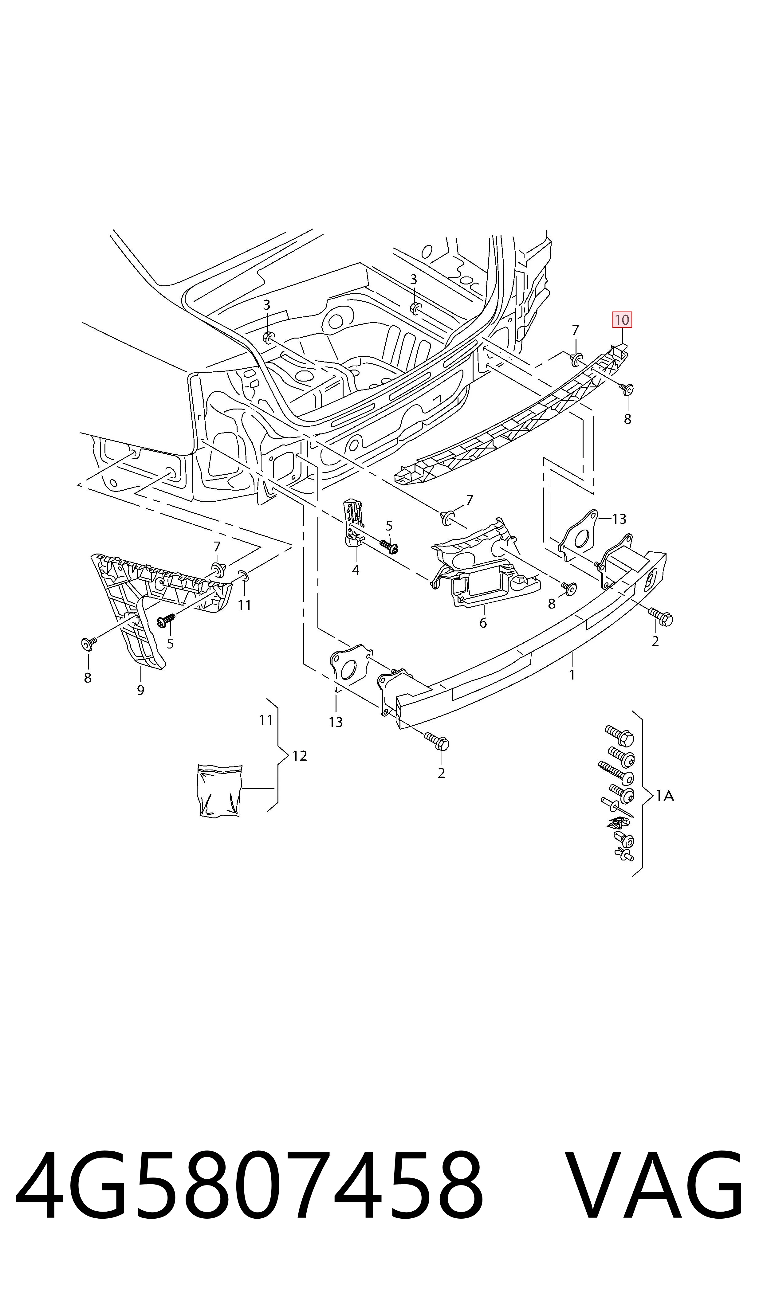 Comprar 4G5807458 VAG Soporte central del parachoques trasero
