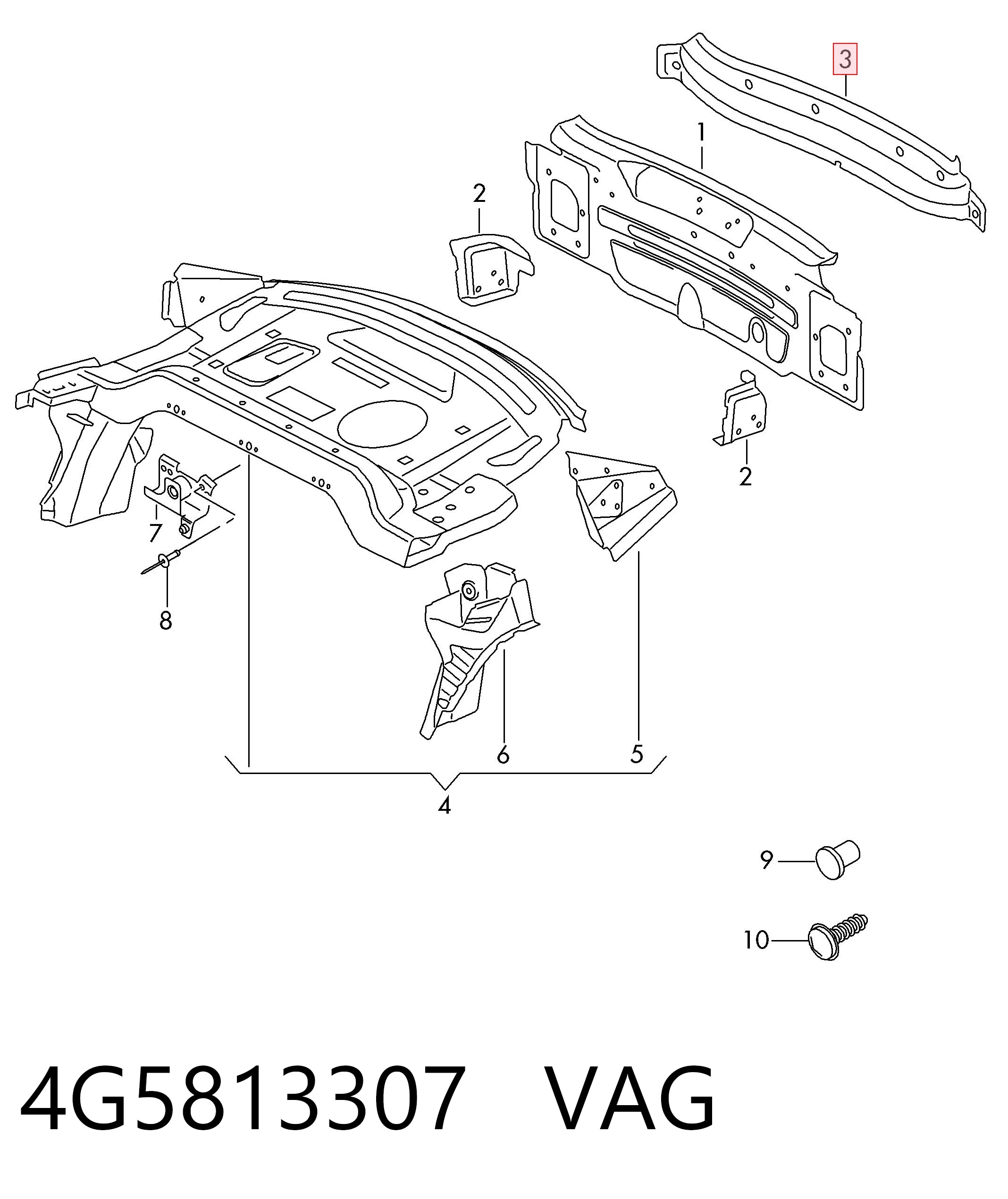 Comprar 4G5813307 VAG Panel del maletero trasero