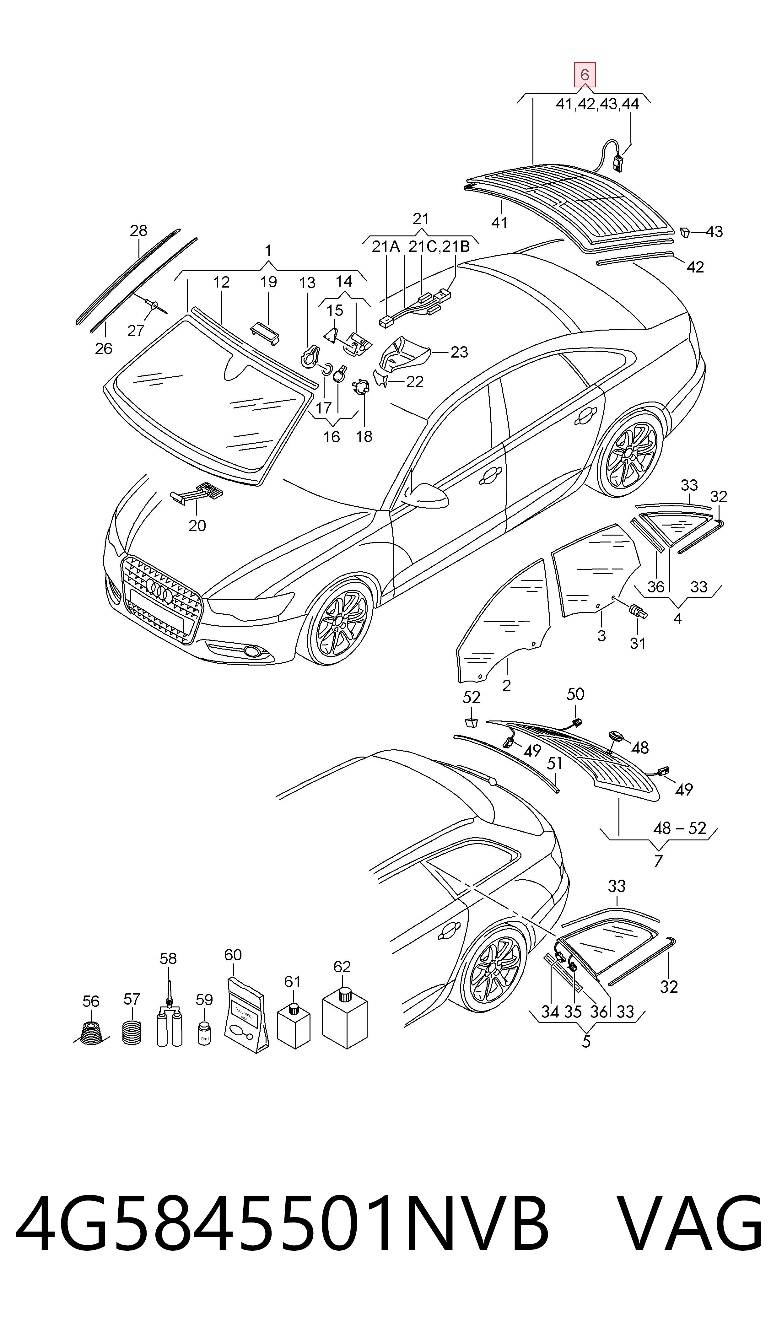 Comprar Luneta trasera Audi A6  4G2, 4GC a bajo precio