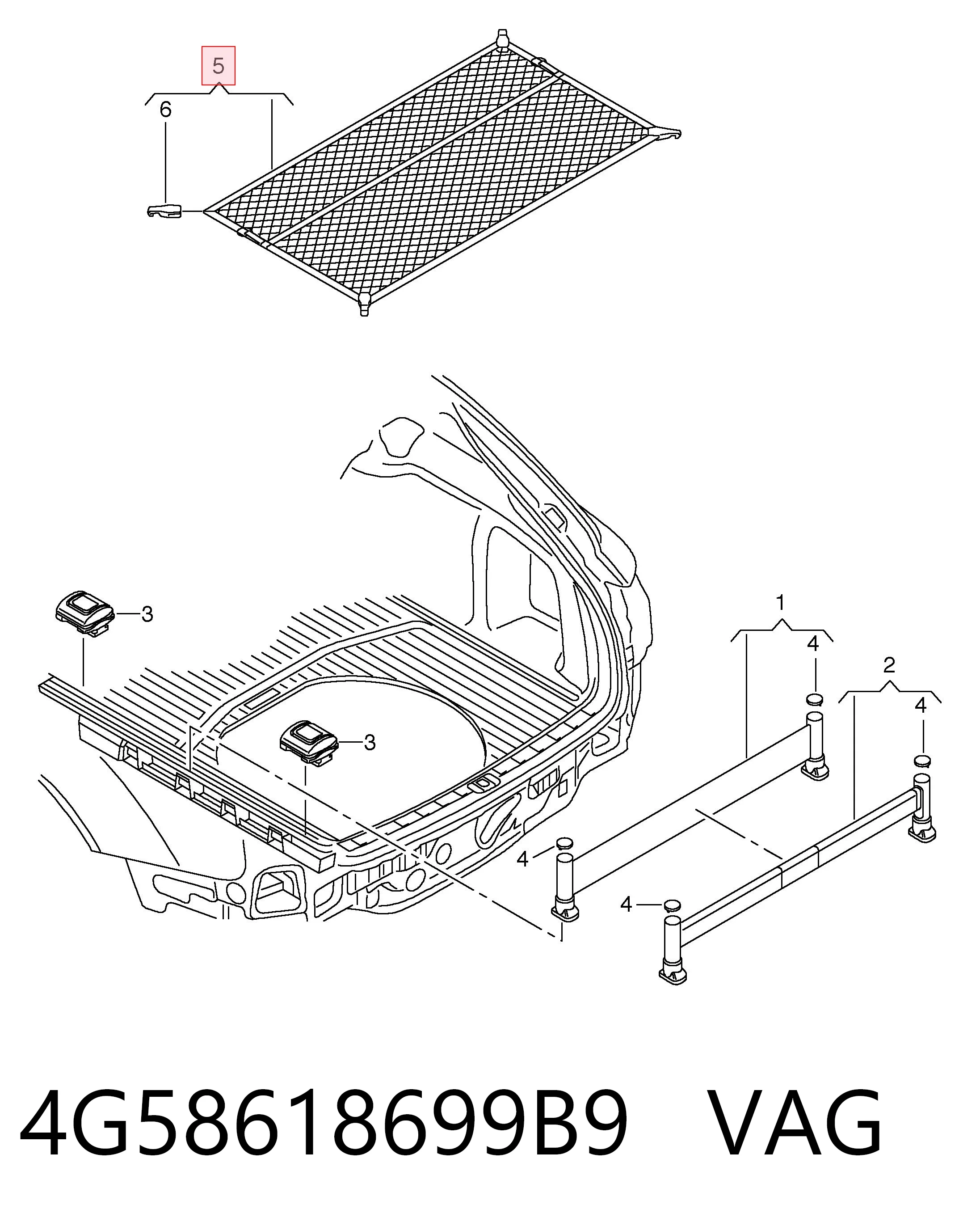 4G58618699B9 VAG Red del maletero