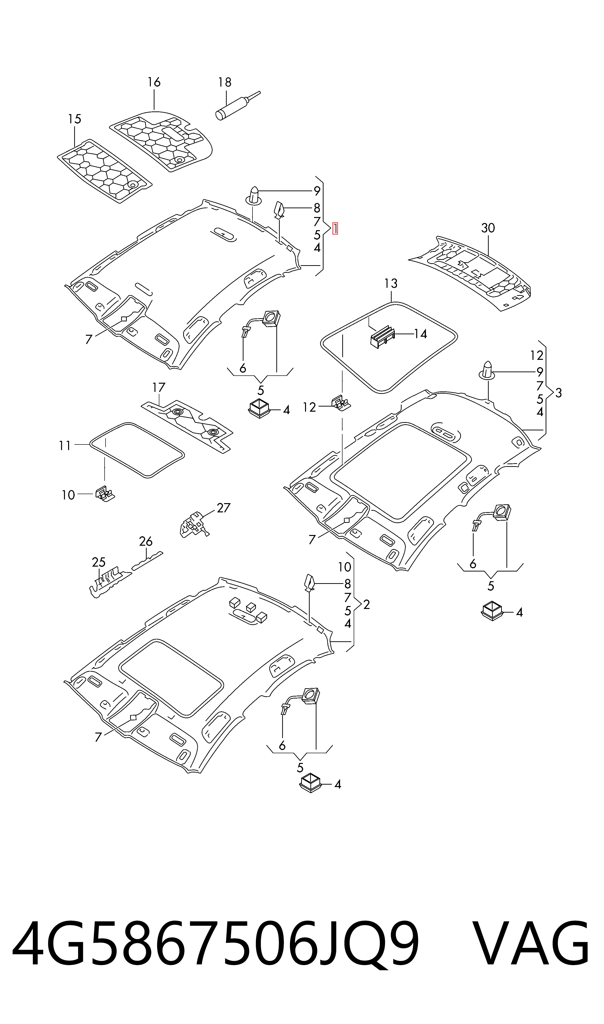 Techo interior para Audi A6 4G2, 4GC