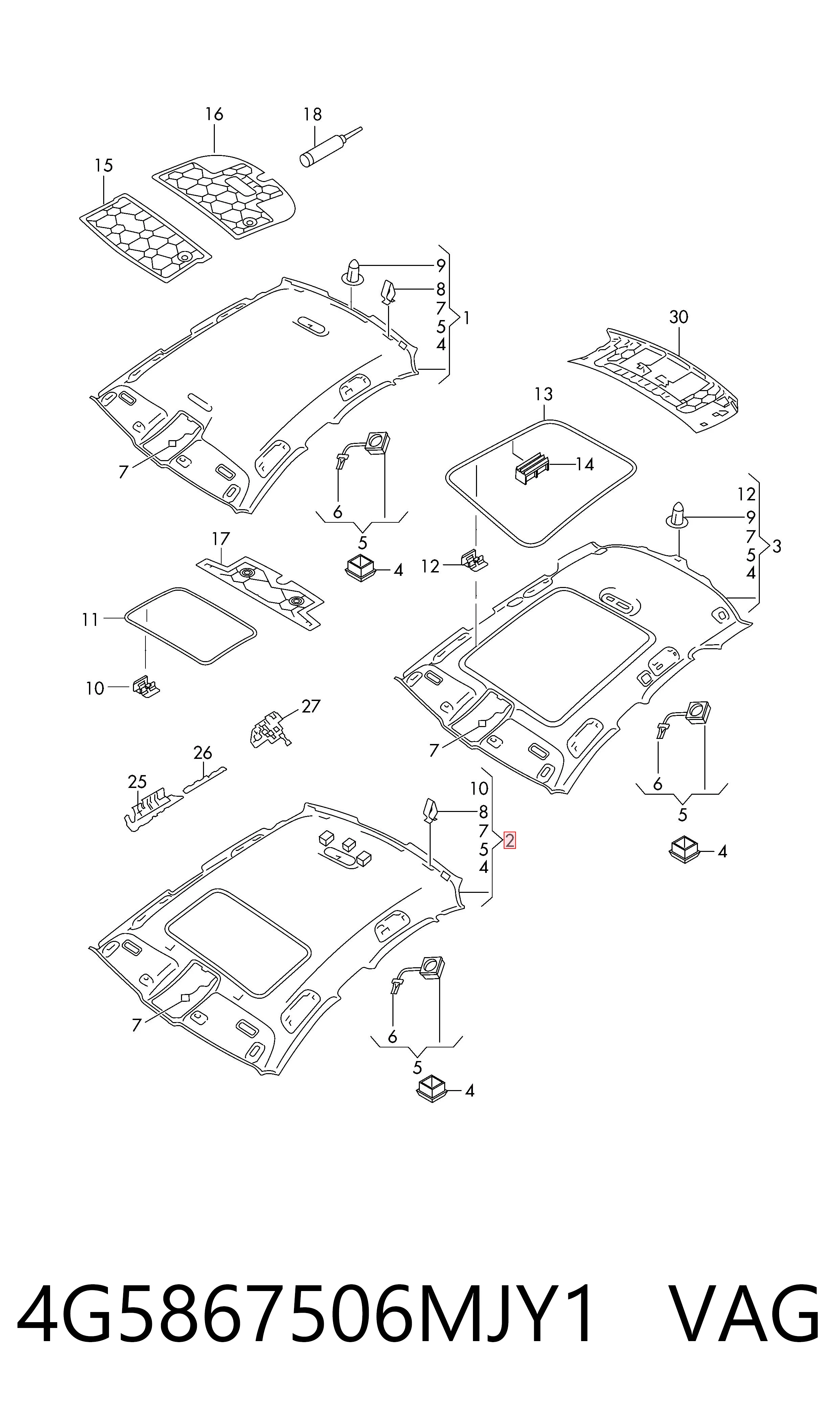 Techo interior para Audi A6 C7 4G2, 4GC