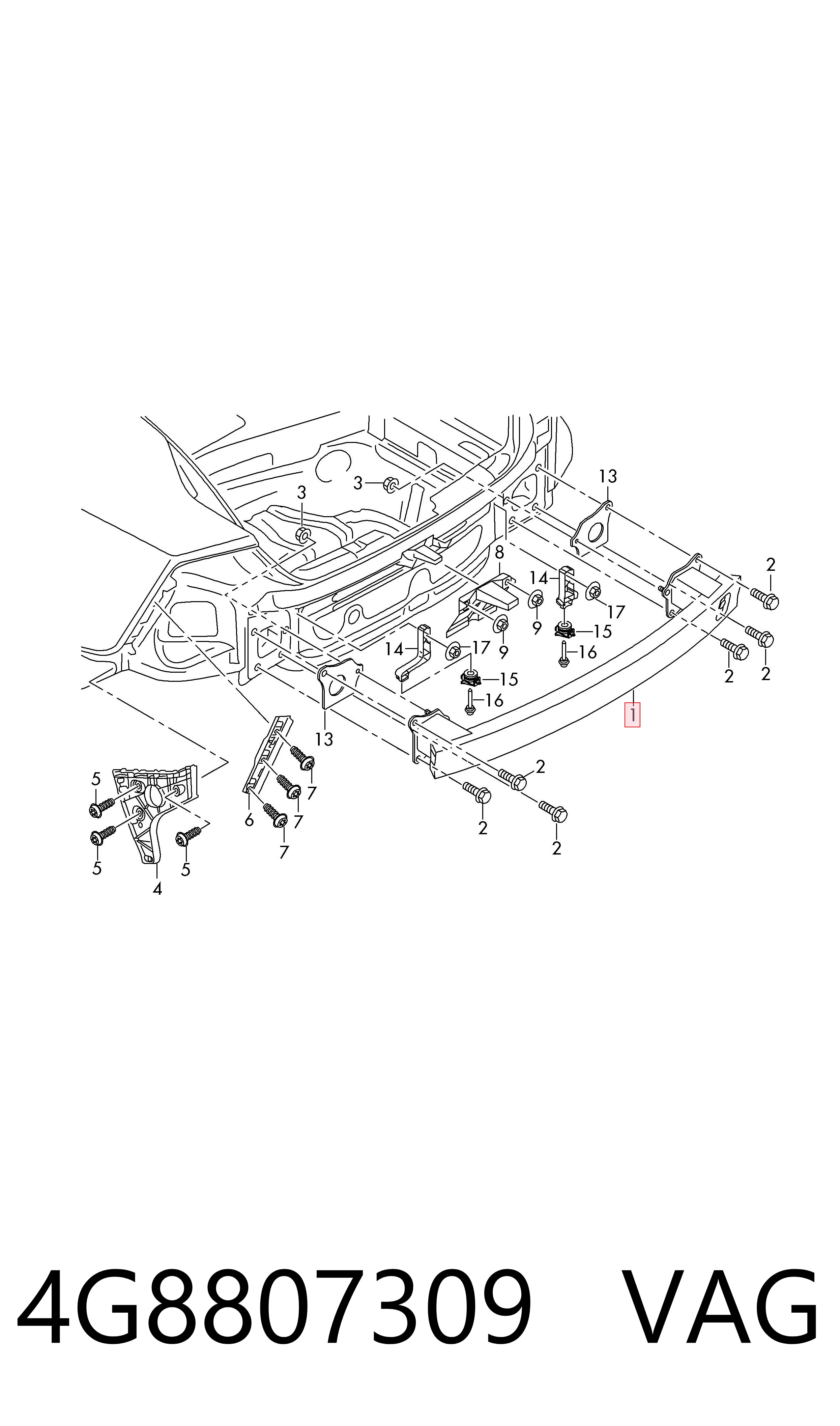Comprar Refuerzo de parachoques trasero Audi A7 4GA, 4GF a bajo precio
