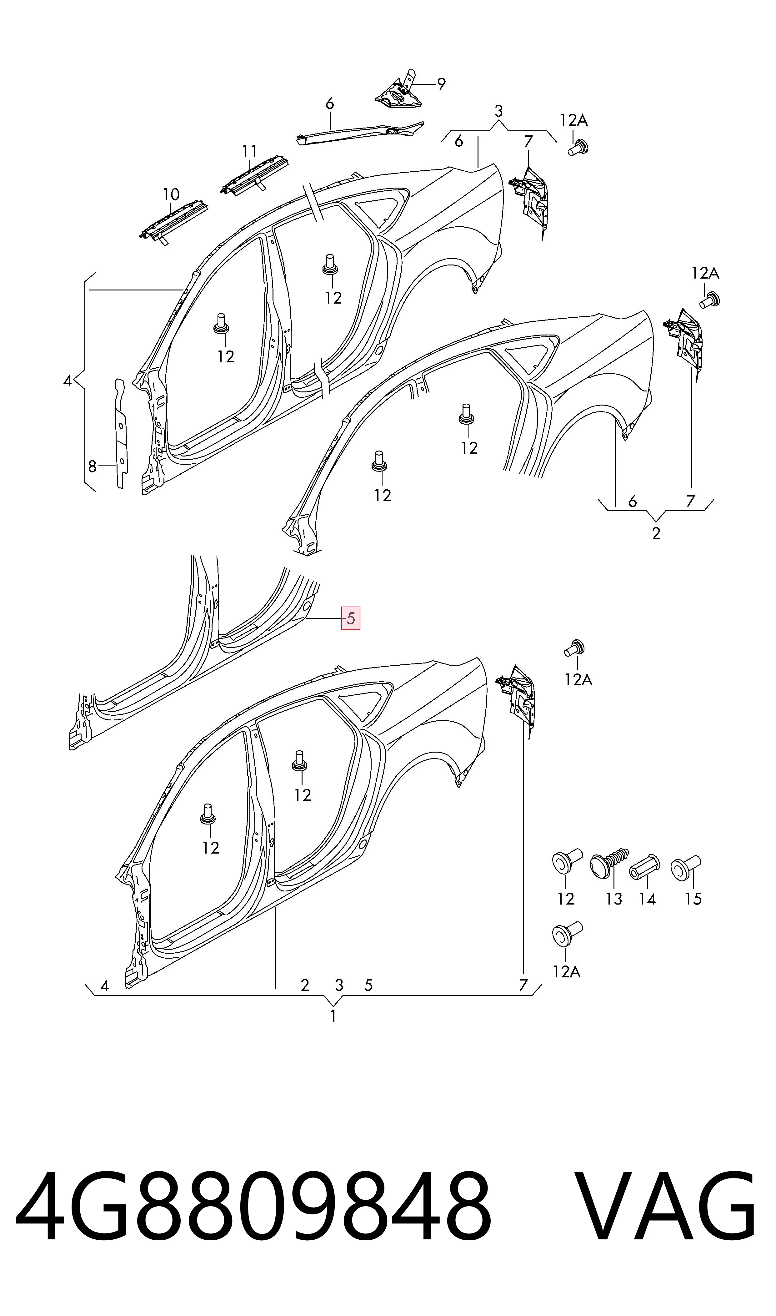 Comprar Umbral exterior derecho Audi A7 4GA, 4GF a bajo precio