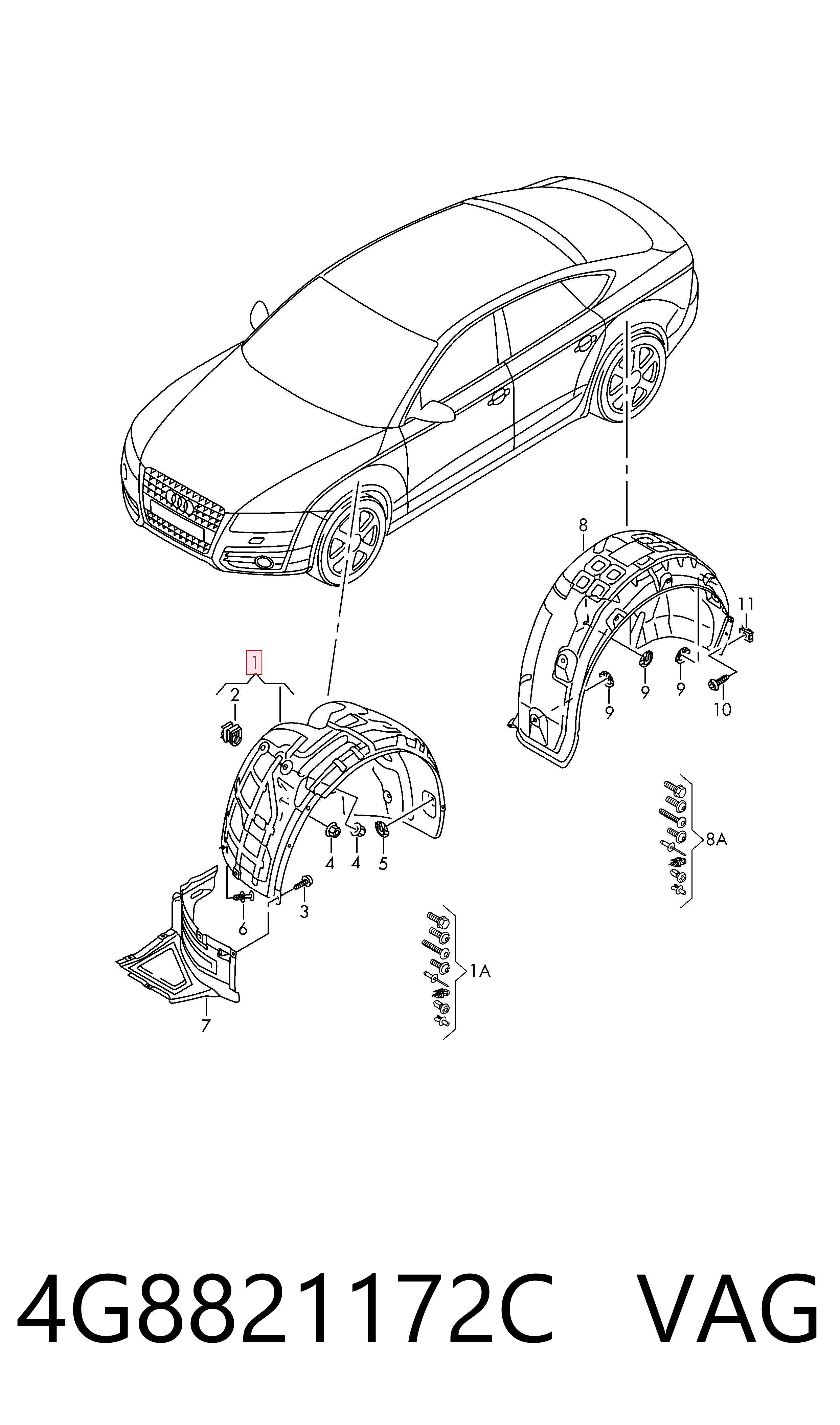 Comprar Paso de rueda delantero derecho Audi A7 4GA, 4GF a bajo precio