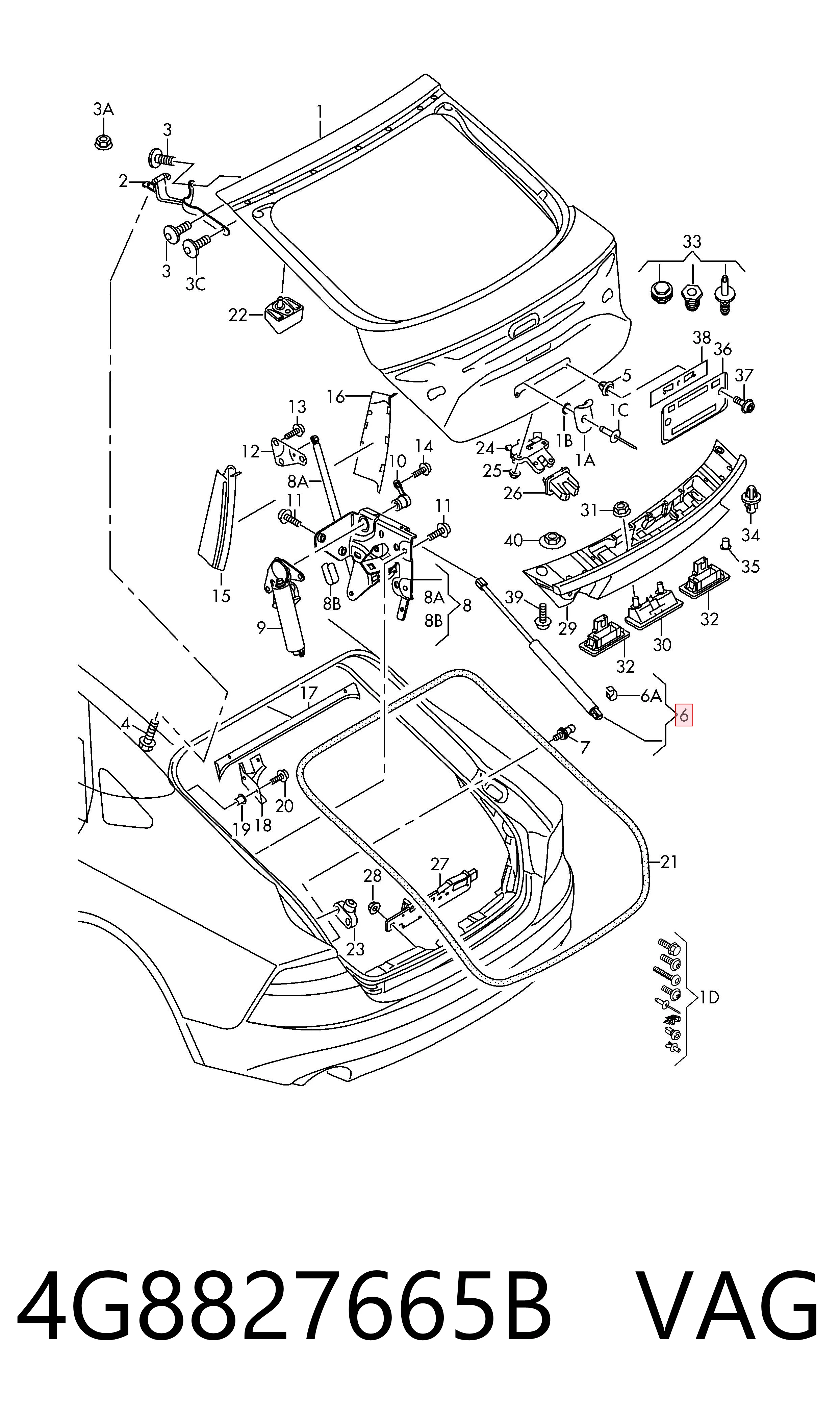 Comprar Amortiguador de la tapa del maletero Audi A7  4GA, 4GF a bajo precio
