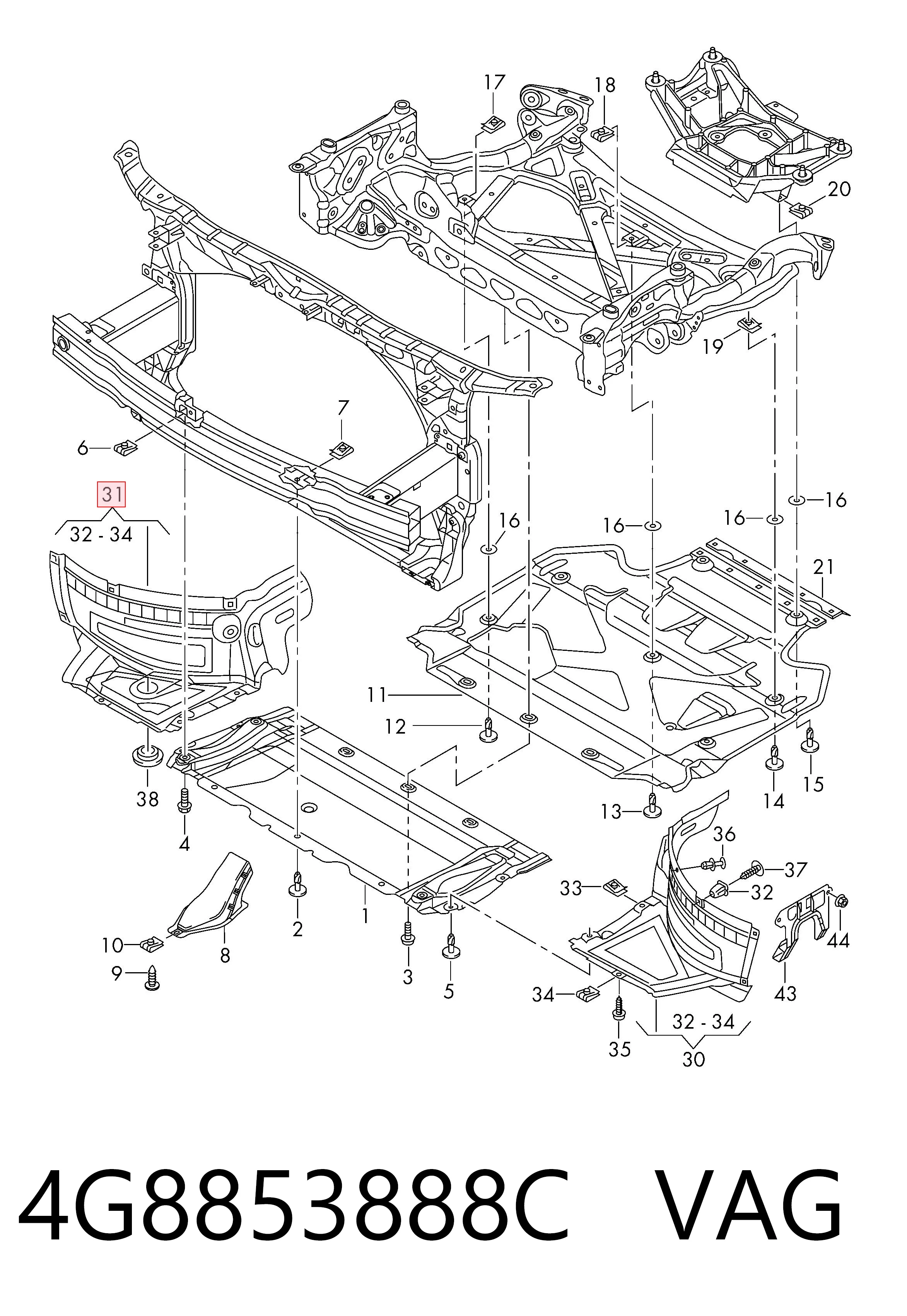 Comprar 4G8853888C VAG Guardalodos interior delantero derecho