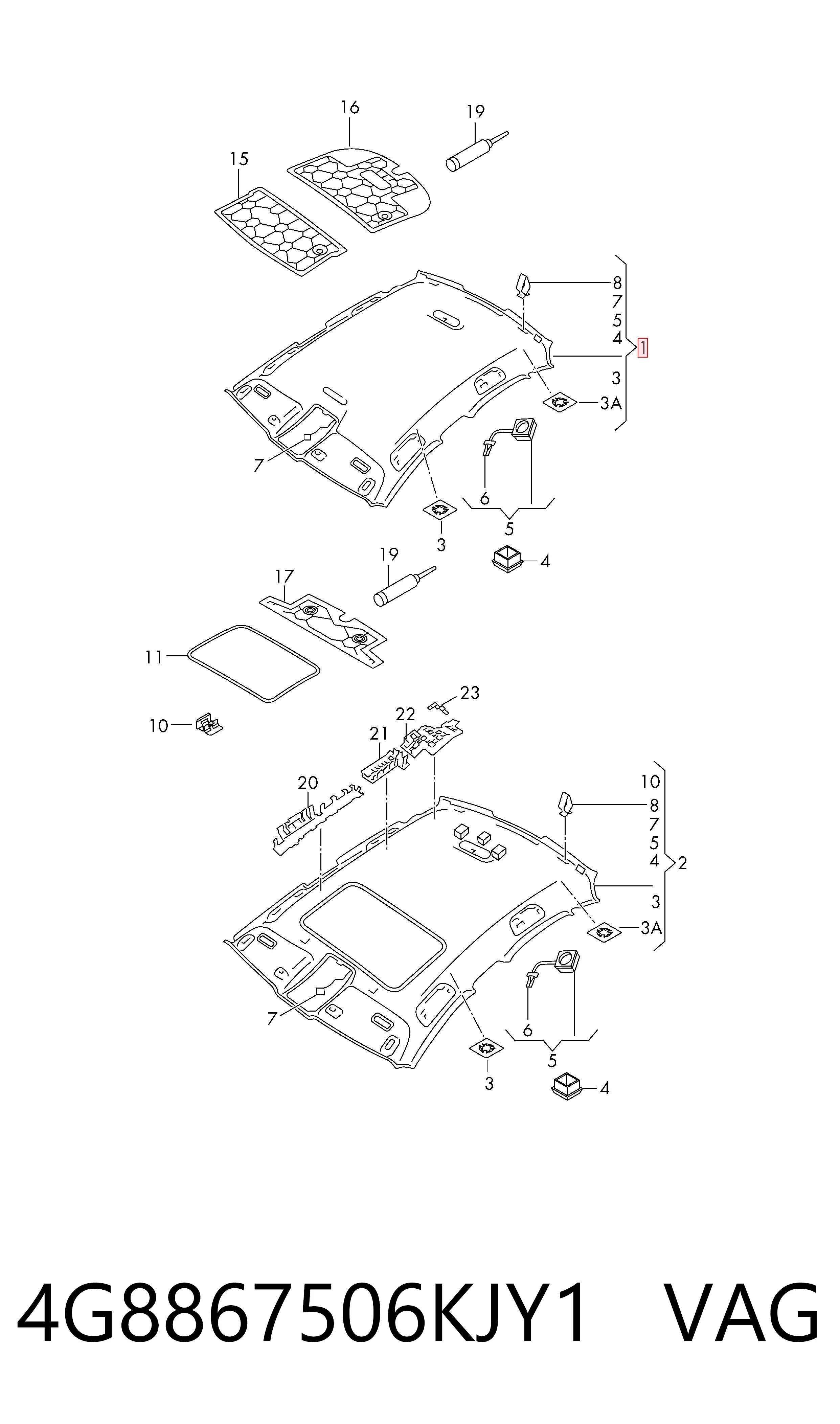Comprar Guarnecido de techo Audi A7  4GA, 4GF a bajo precio