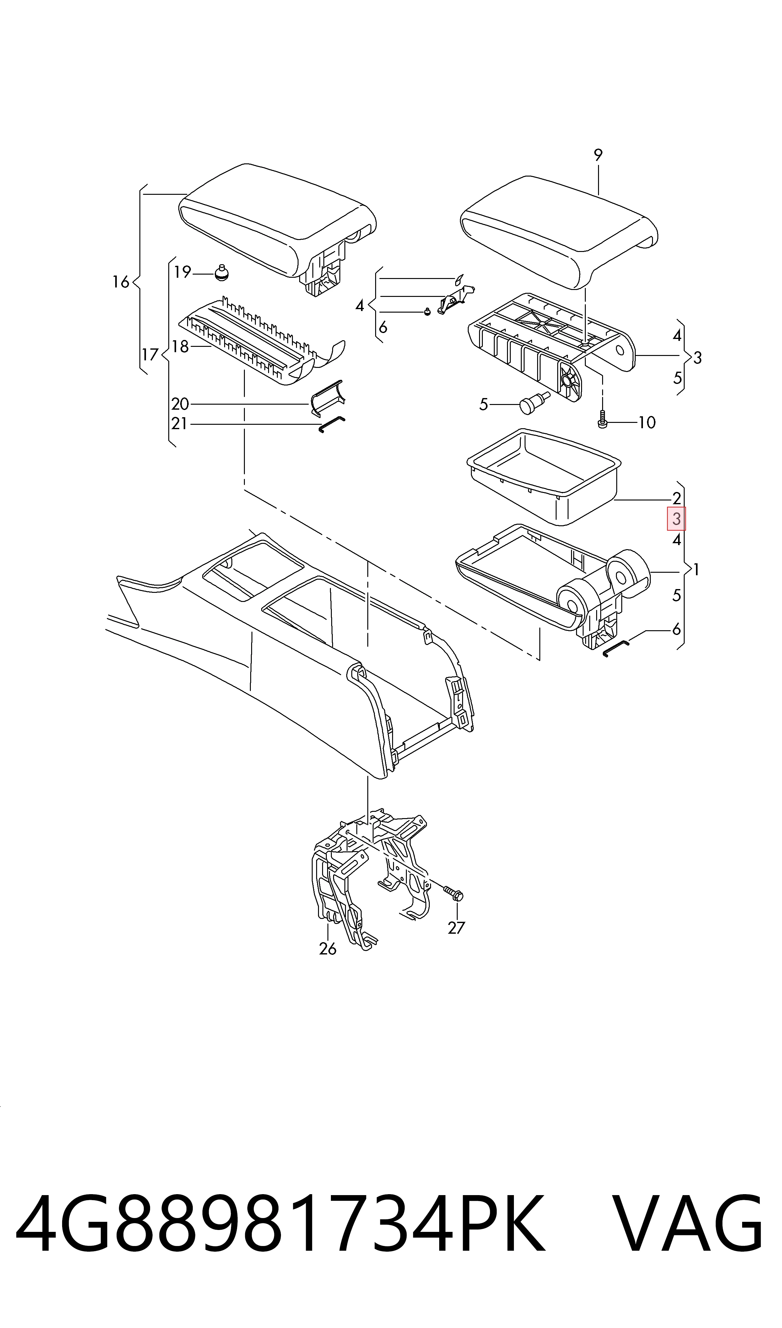 Comprar Apoyabrazos de la consola central Audi A6  4G2, 4GC a bajo precio