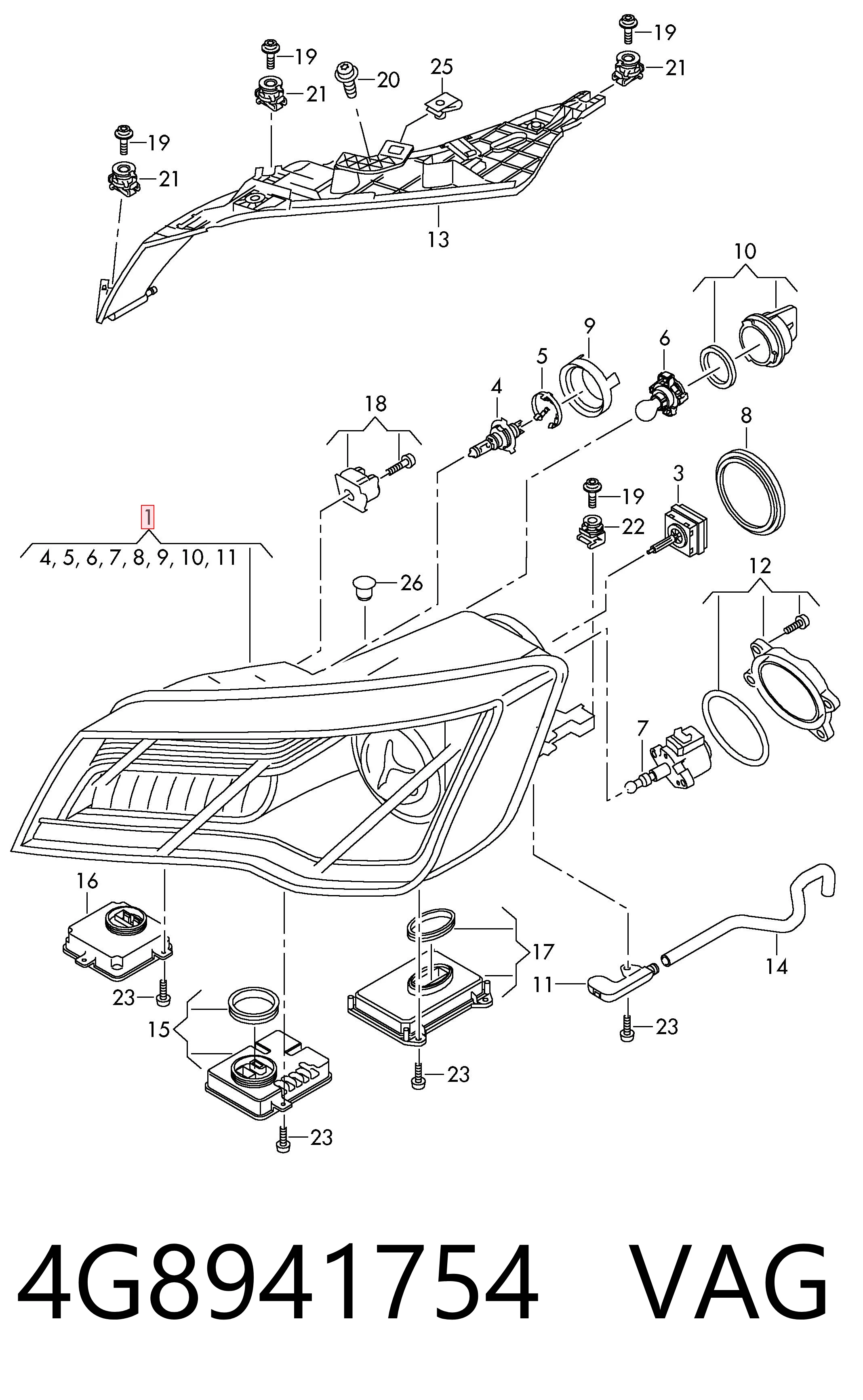 Luz derecha para Audi A7 Sportback 4GA, 4GF