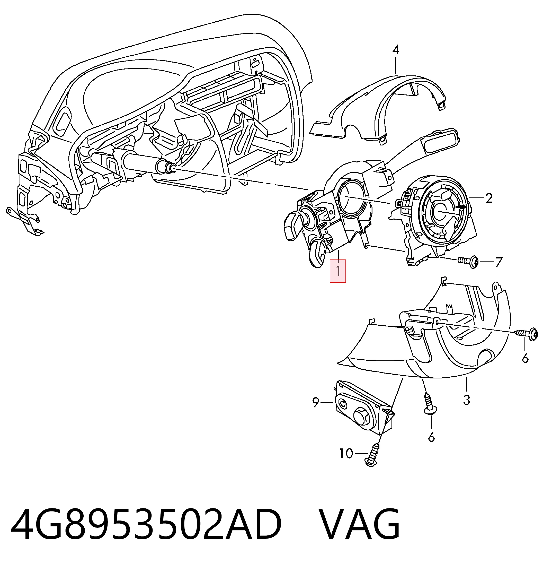 4G8953502AD VAG Mando bajo volante