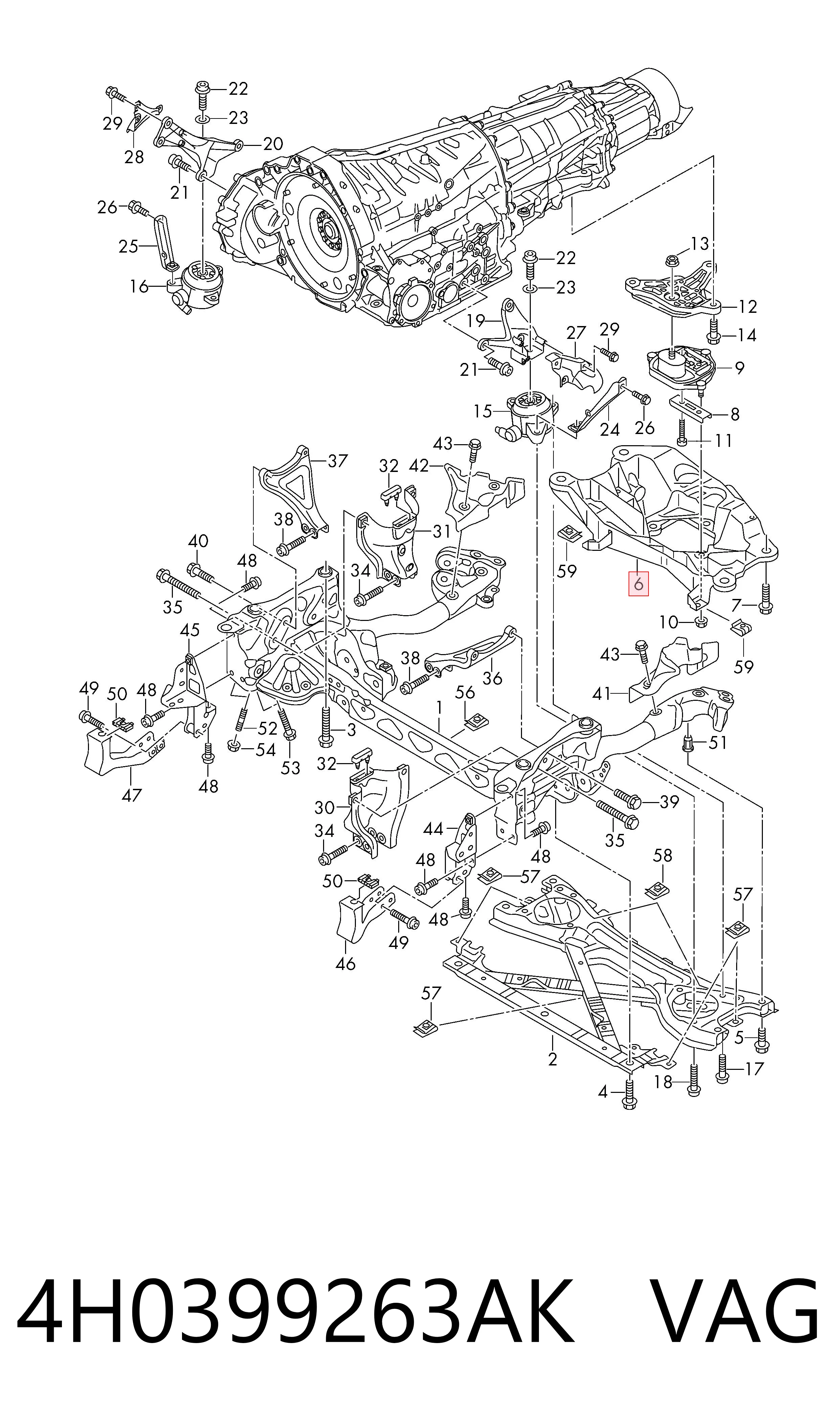 Comprar 4H0399263AK VAG Soporte de la caja de cambios