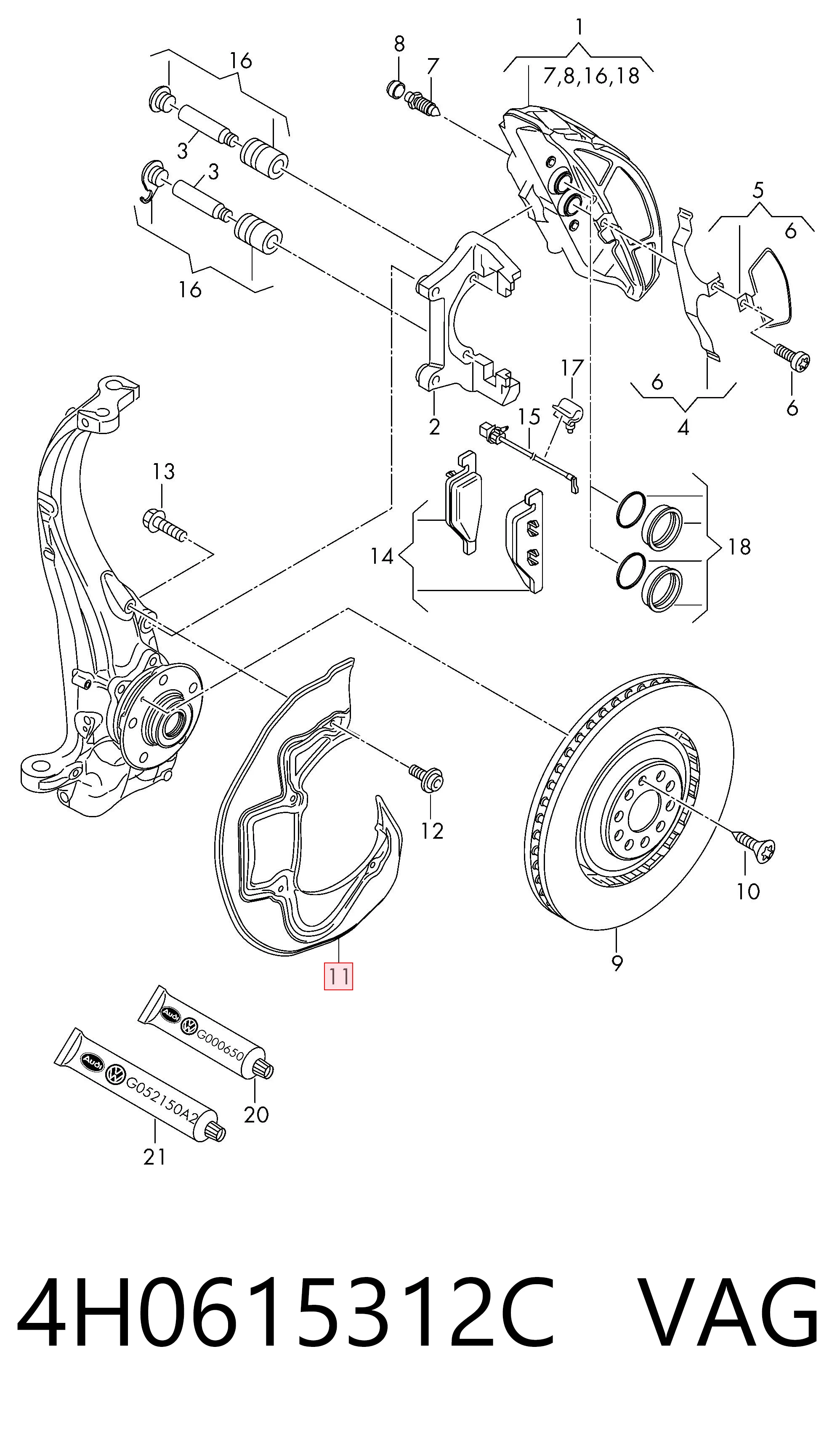 4H0615312C VAG Protector de disco de freno delantero derecho