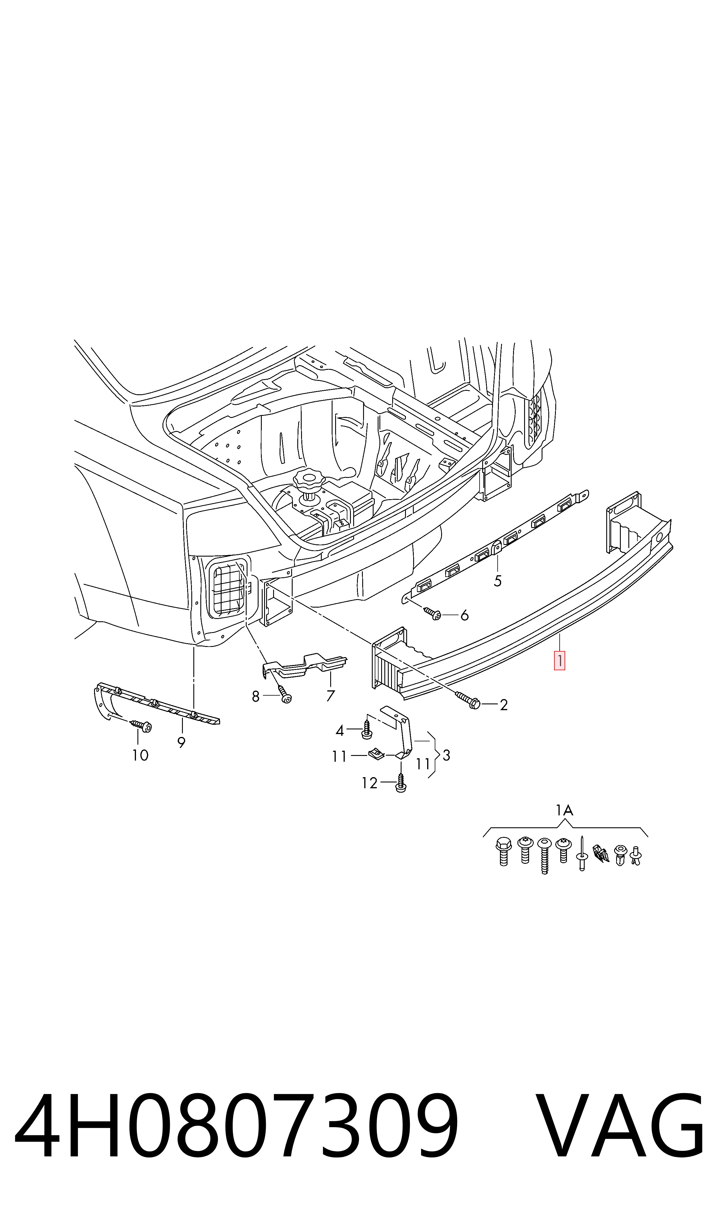 Comprar Refuerzo de parachoques trasero Audi A8  4H2, 4H8, 4HC, 4HL a bajo precio