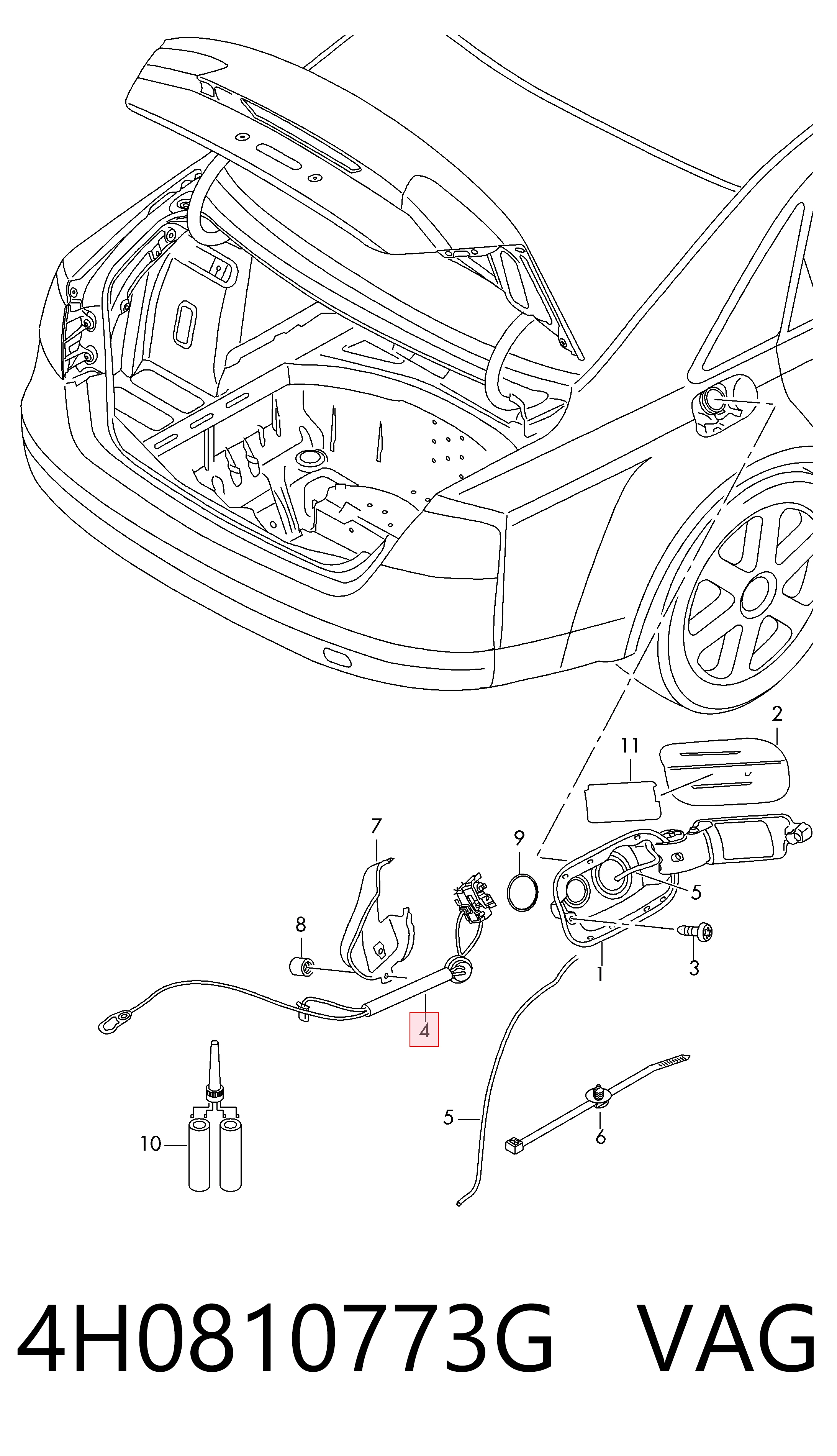 4H0810773G VAG Motor apertura de tapa combustible