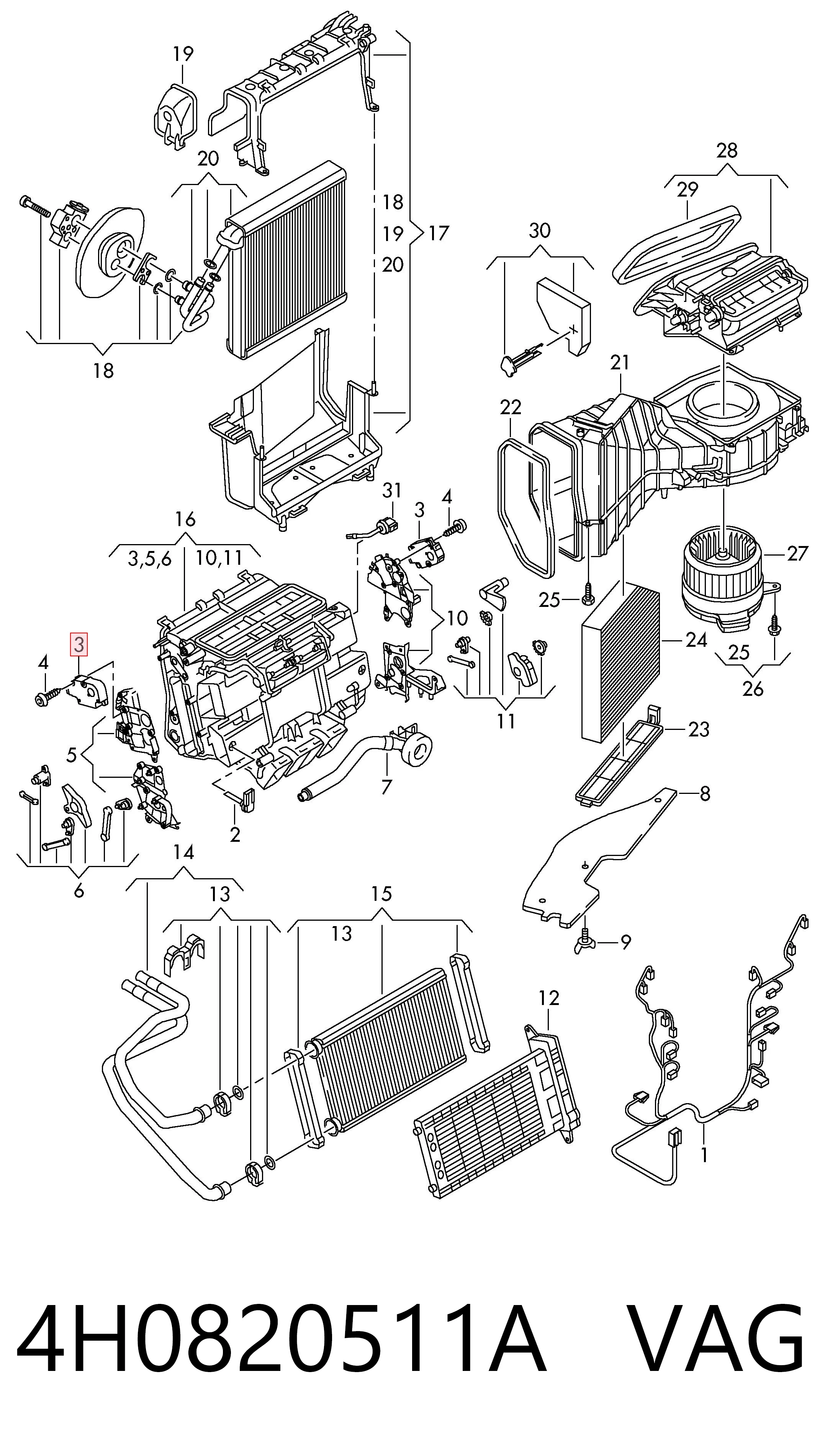 Actuador de compuerta de la calefacción para Audi A6 C7 4G2, 4GC