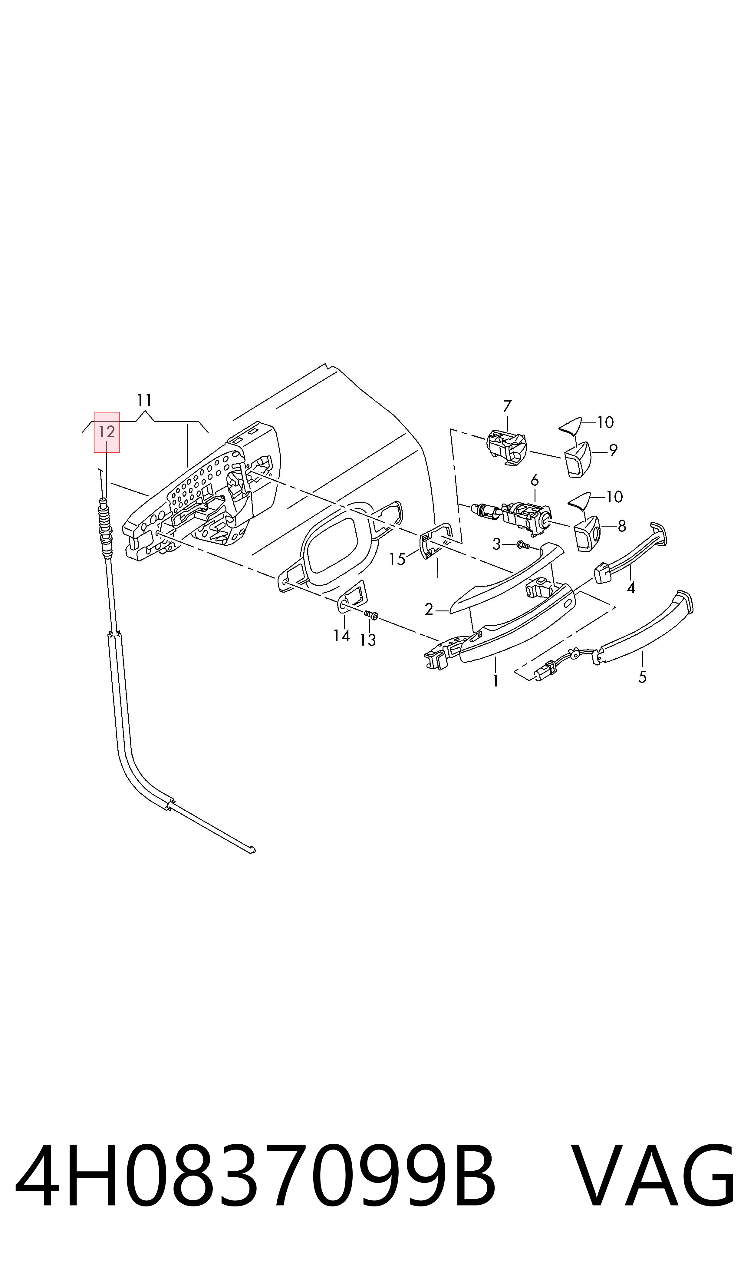 Cable de apertura de cerradura de puerta delantera VAG 4H0837099B precio, desde 14,07 EUR