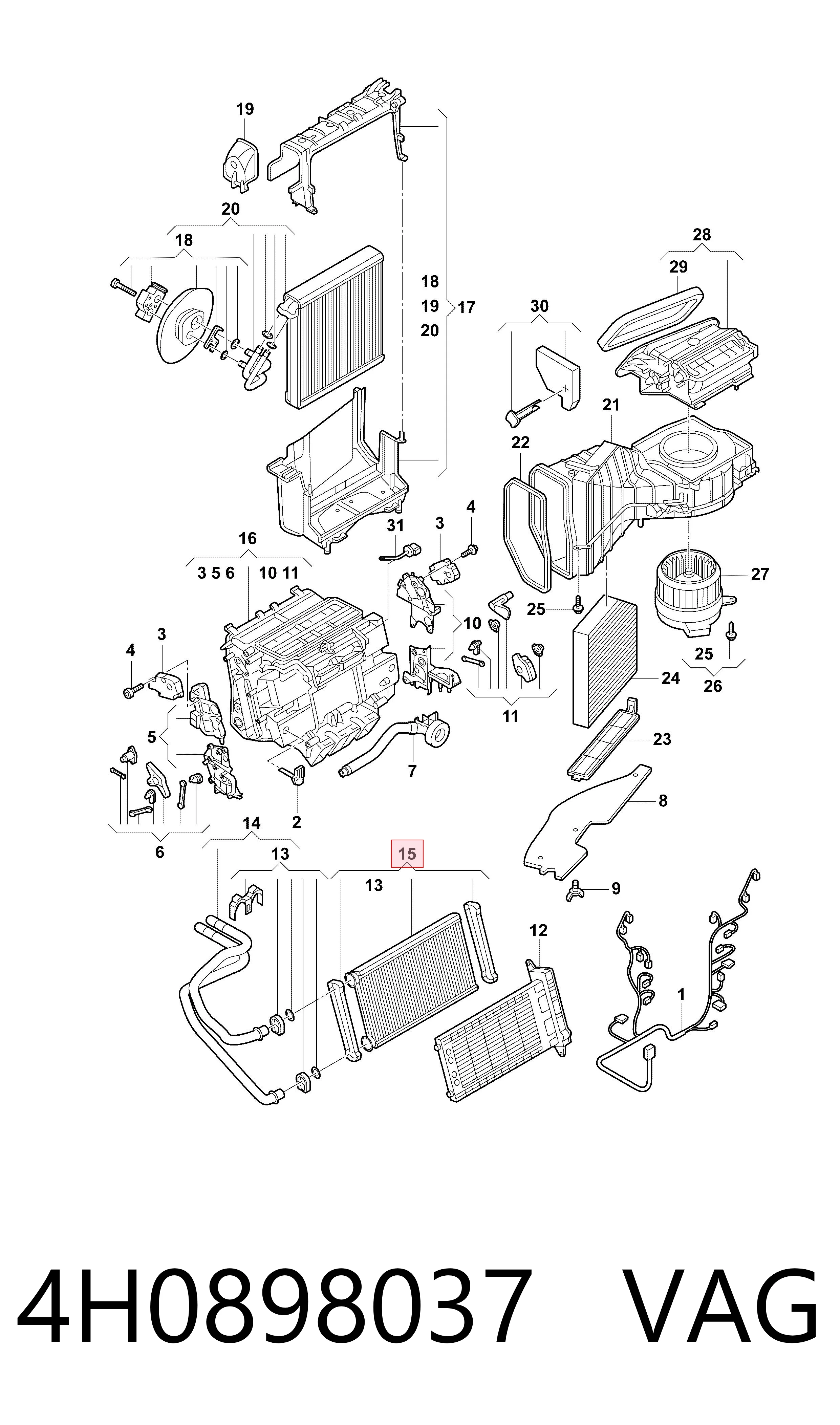 4H0898037 VAG Radiador interior