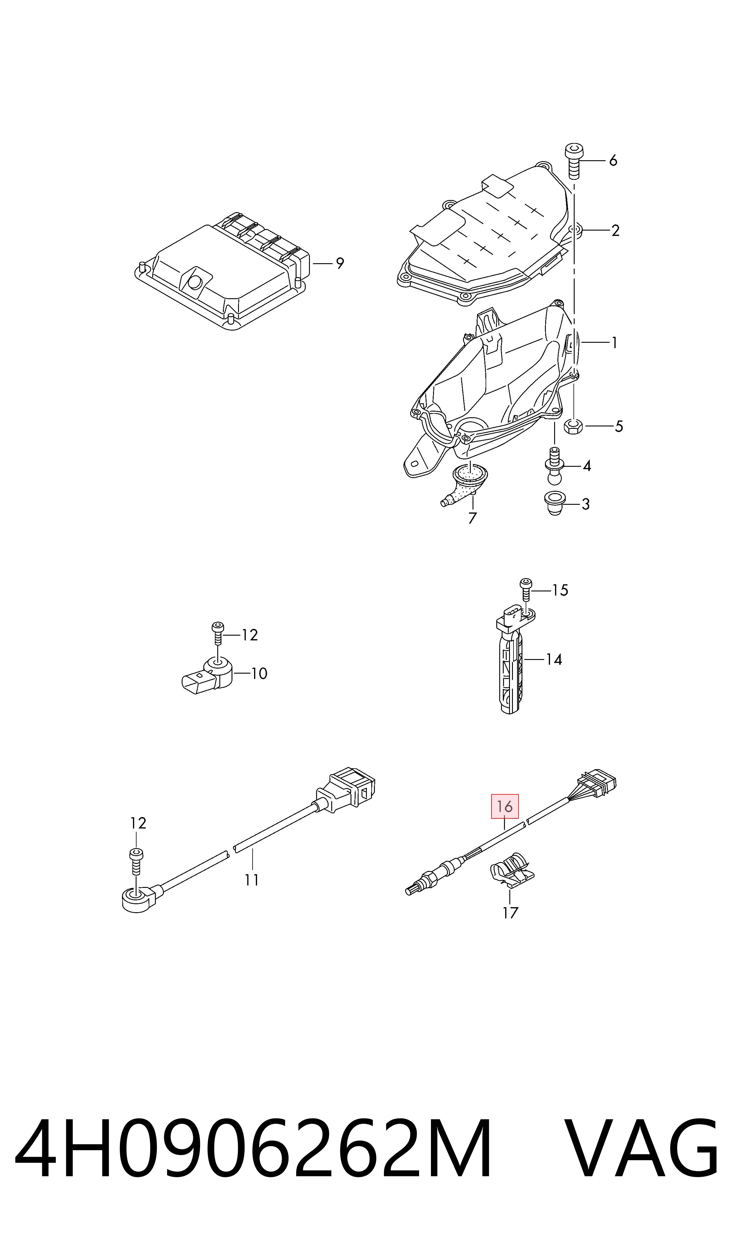 4H0906262M VAG Sonda lambda, sensor de oxígeno después del catalizador izquierdo