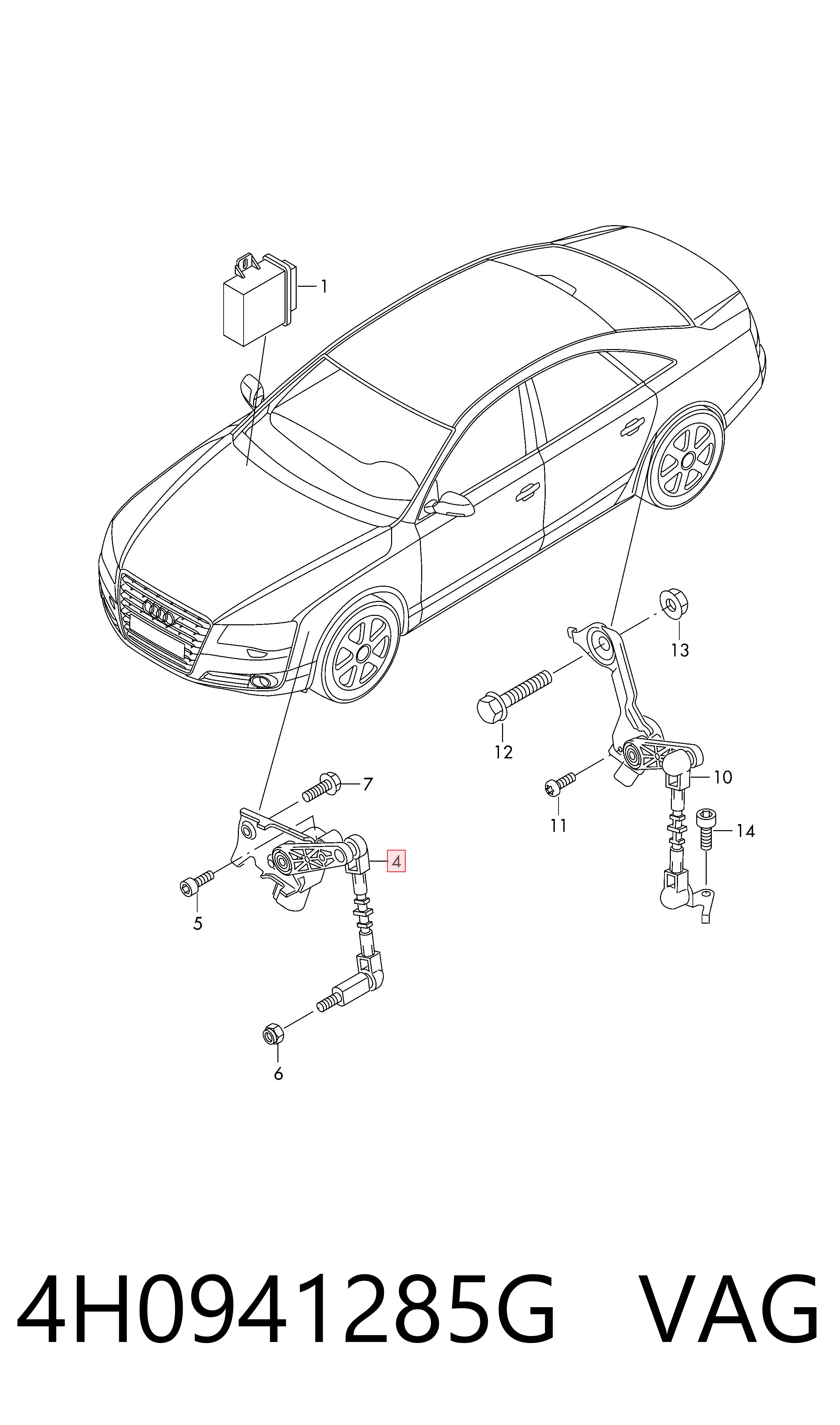 4H0941285G VAG Sensor de nivel de carrocería delantero