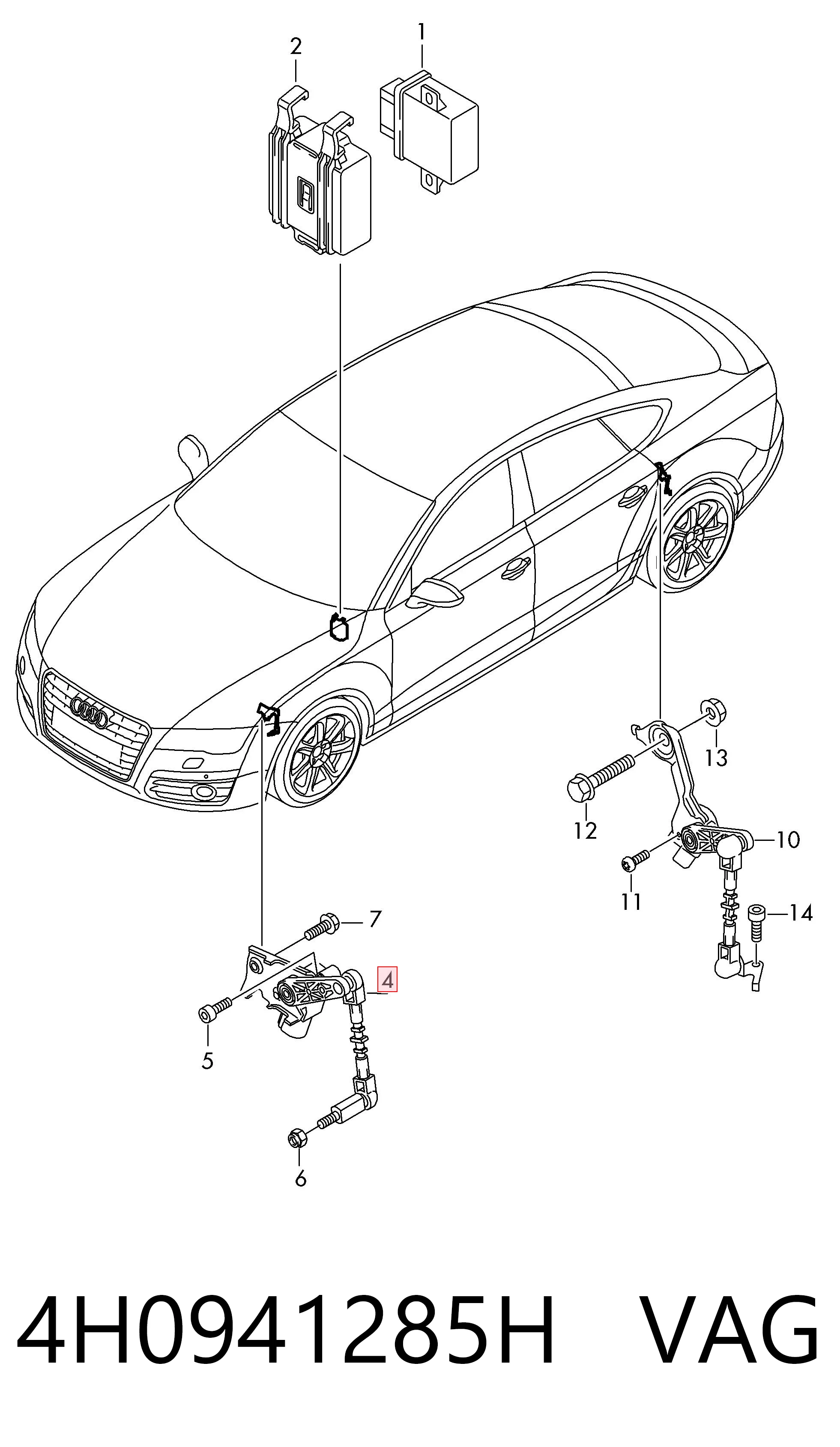 4H0941285H VAG Sensor de nivel de carrocería delantero izquierdo