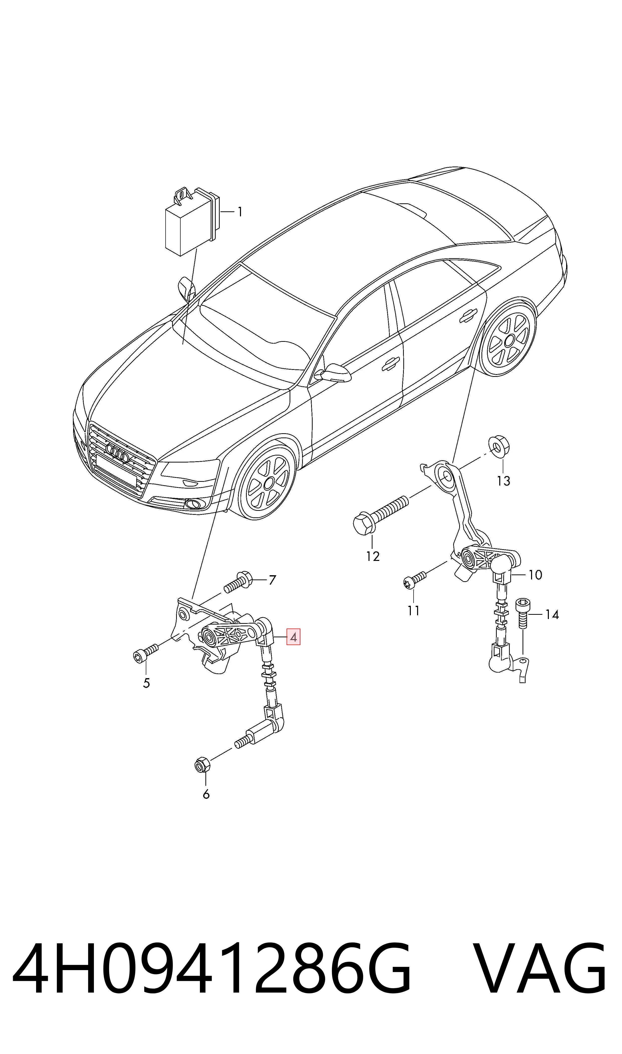 4H0941286G VAG Sensor de nivel de carrocería delantero derecho