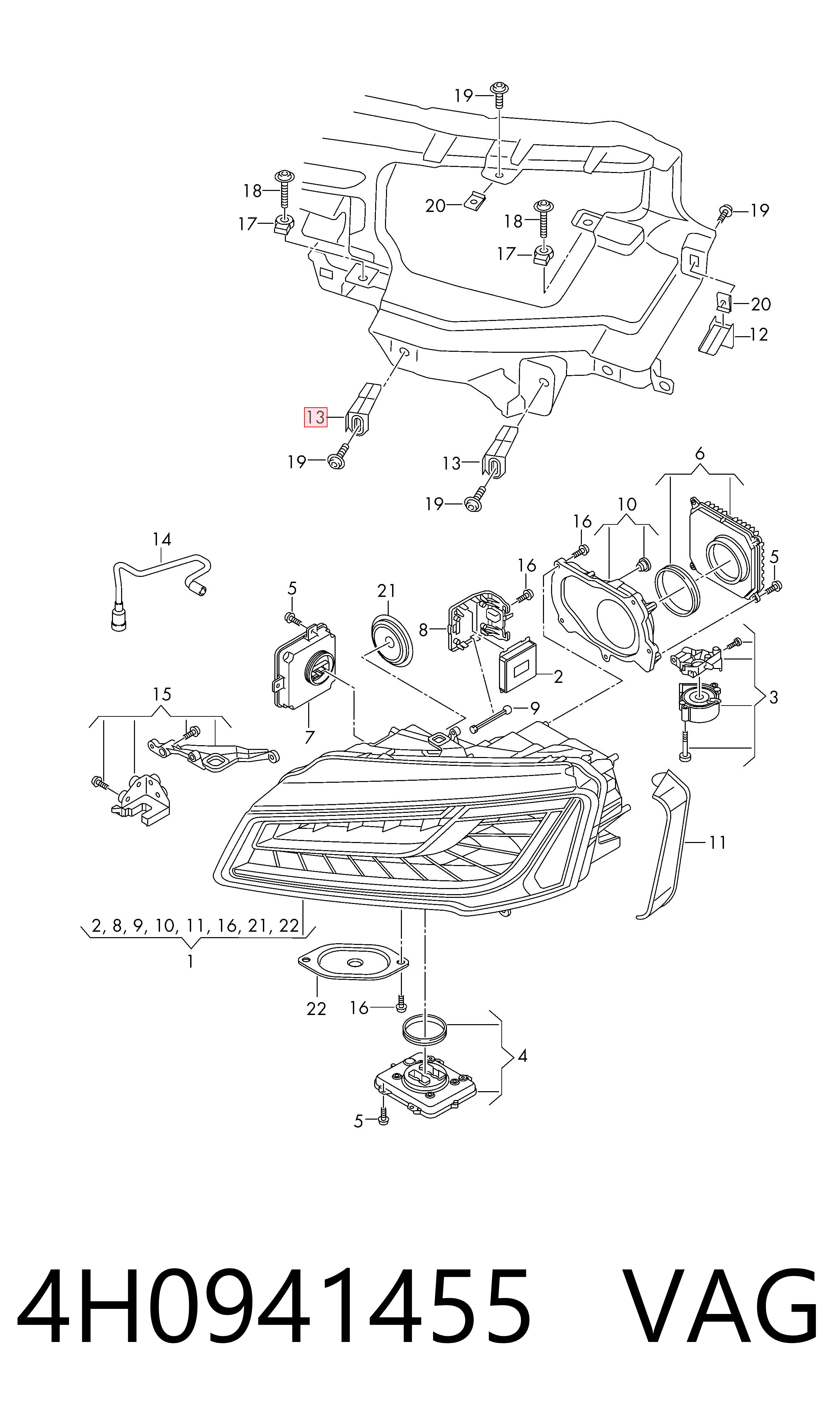 4H0941455 VAG Soporte de montaje del faro delantero
