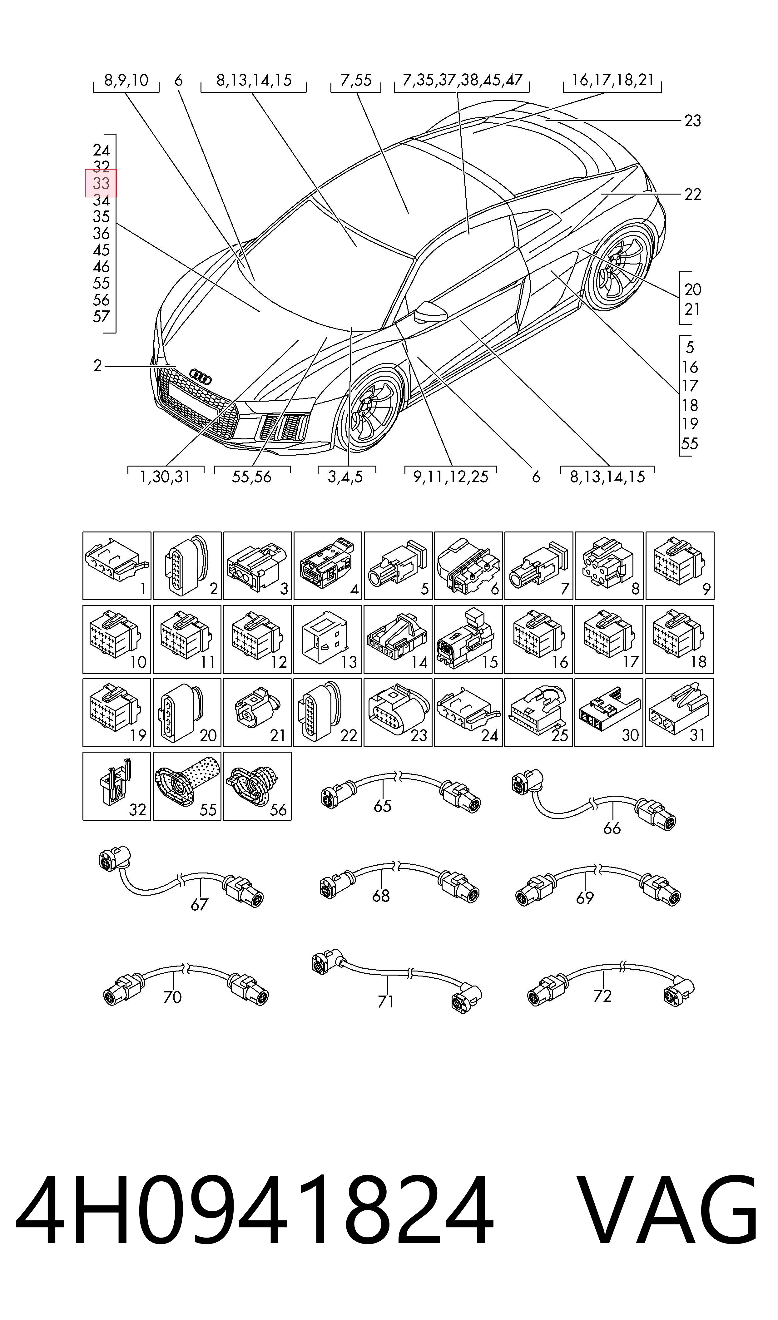 4H0941824 VAG Caja de fusibles trasera interior