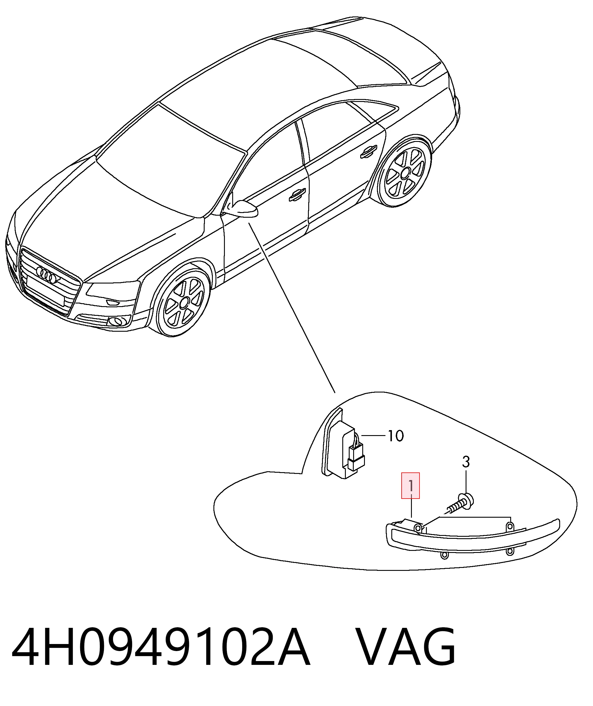 Piloto intermitente derecho VAG 4H0949102A precio, desde 55,26 EUR