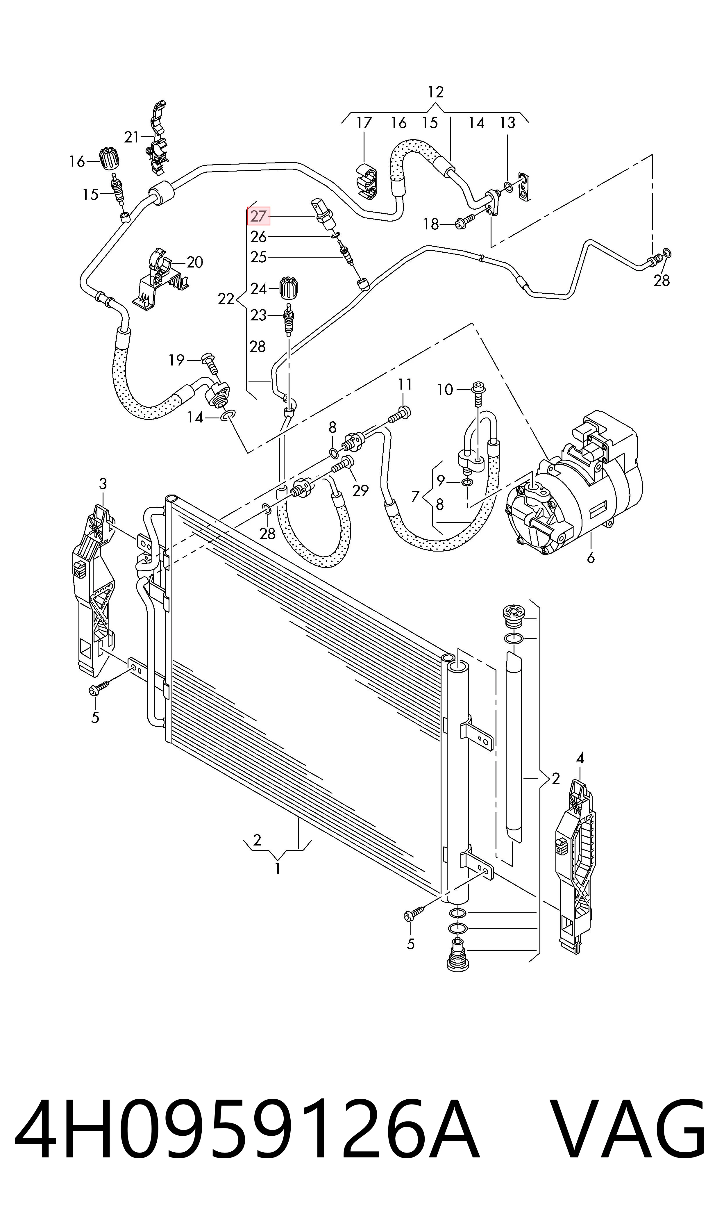 4H0959126A VAG Sensor de baja presion aire acondicionado