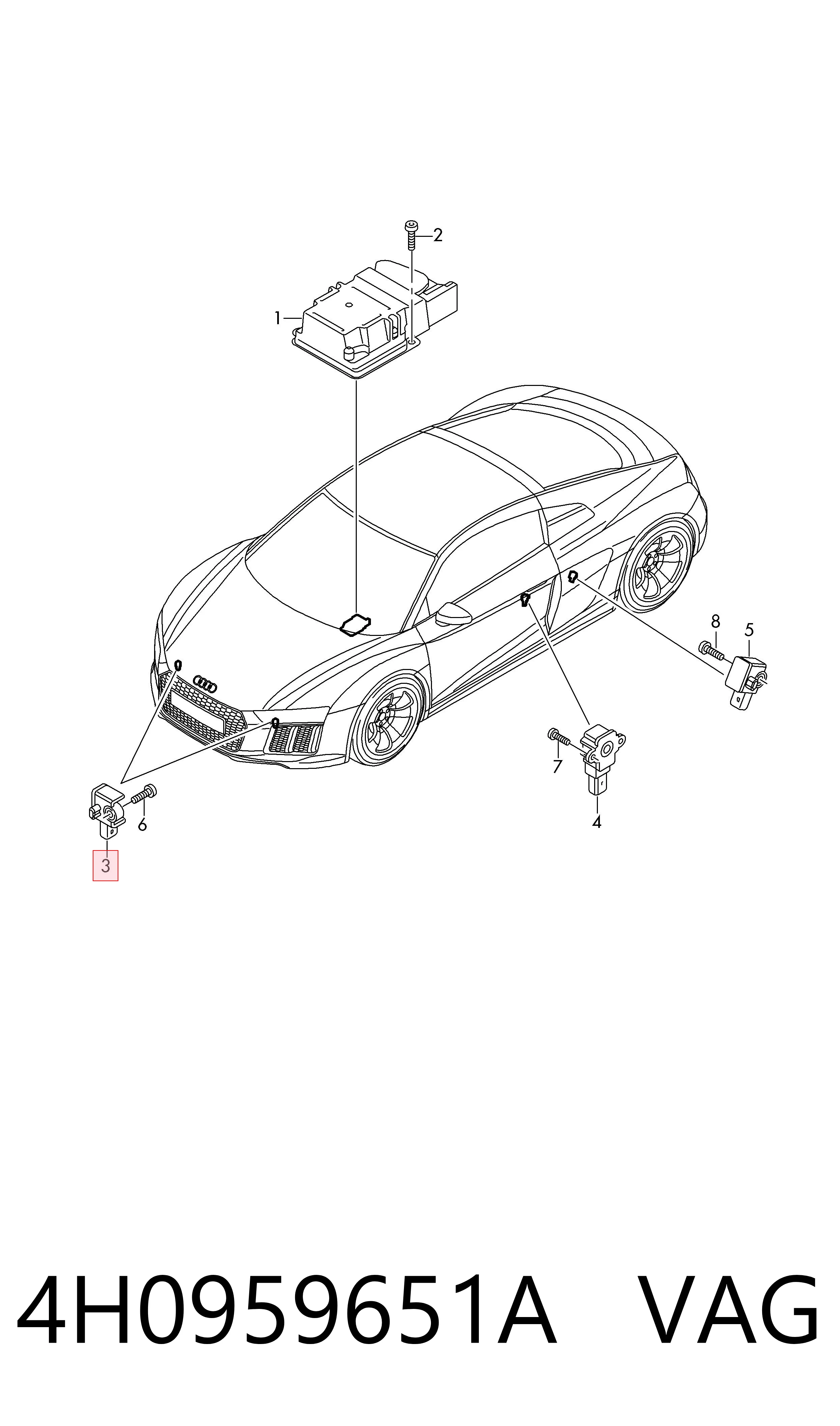 4H0959651A VAG Sensor de aceleración longitudinal