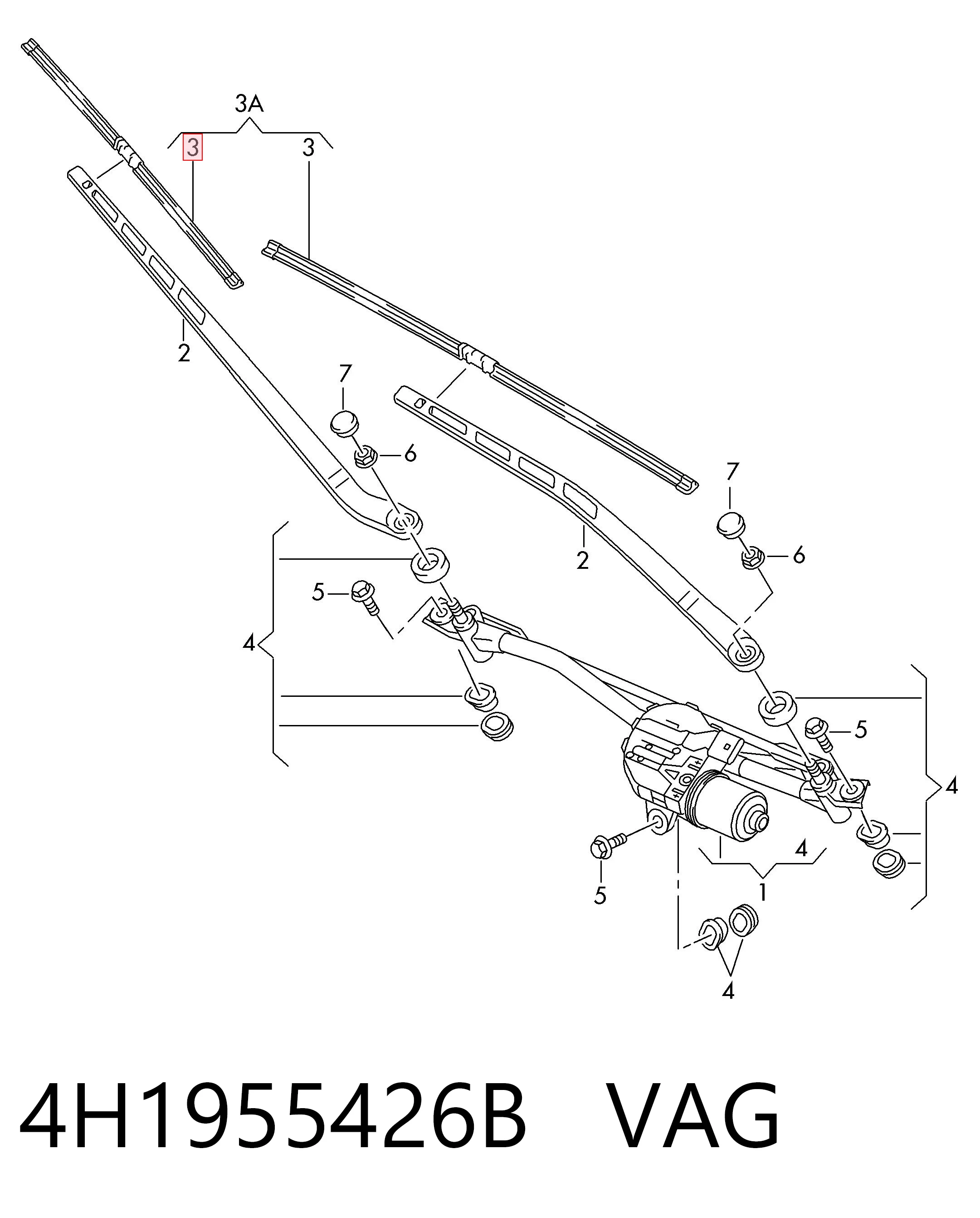 Escobilla del limpiaparabrisas del lado del pasajero para Audi A8 D4 4H2, 4H8, 4HC, 4HL