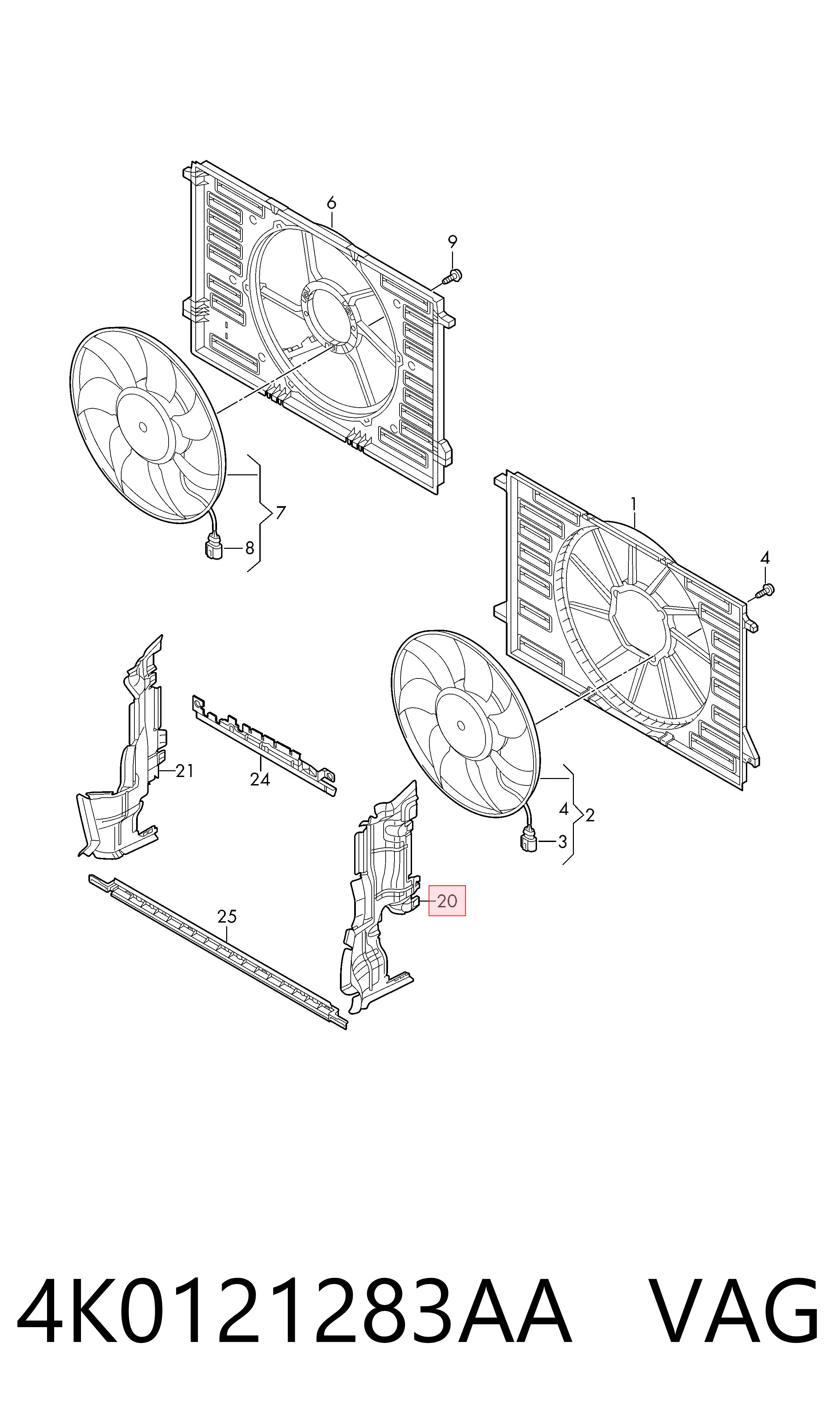 Deflector de aire del radiador izquierdo VAG 4K0121283AA precio, desde 31,65 EUR