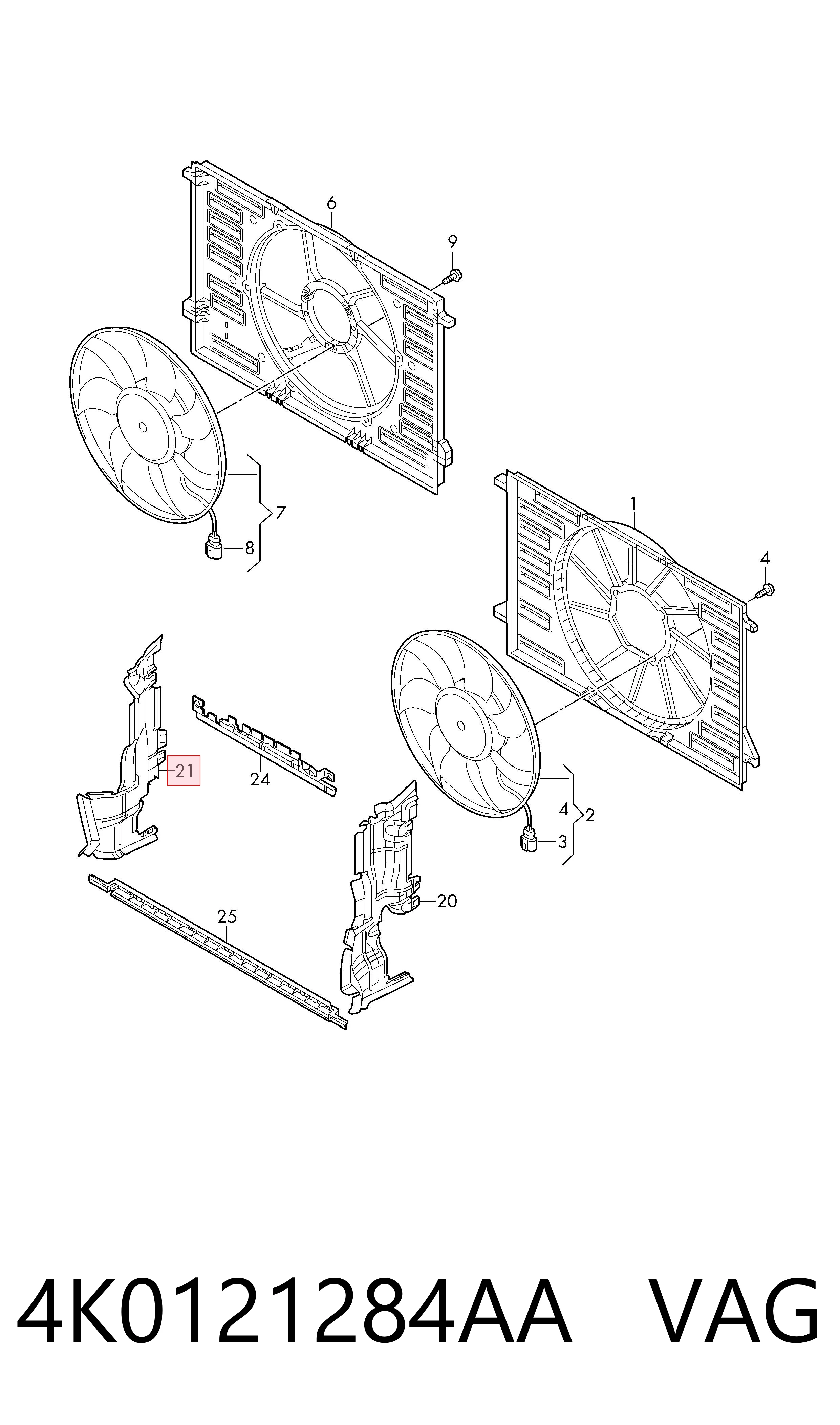 Deflector de aire del radiador derecho VAG 4K0121284AA precio, desde 31,65 EUR