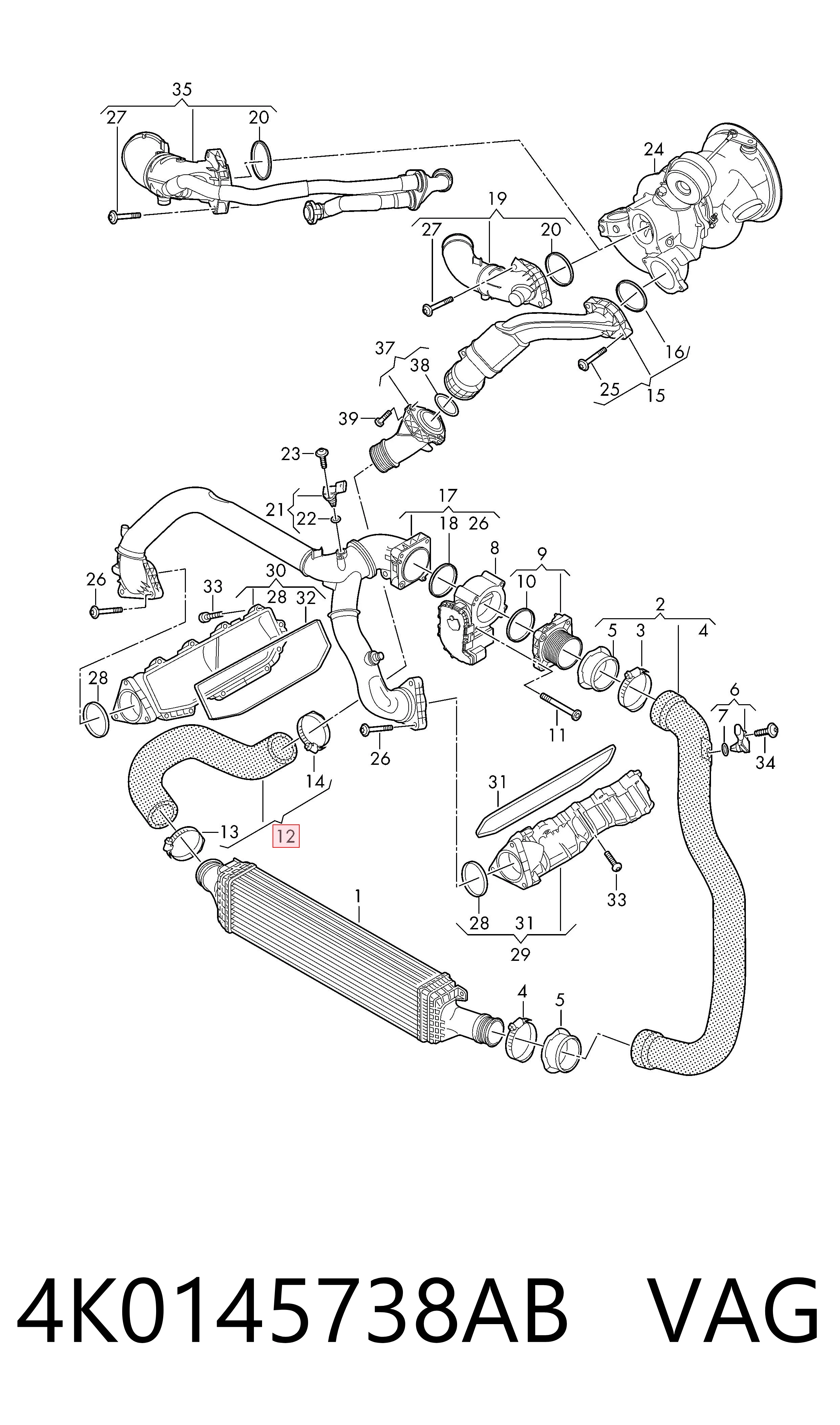 4K0145738AB VAG Manguera del intercooler