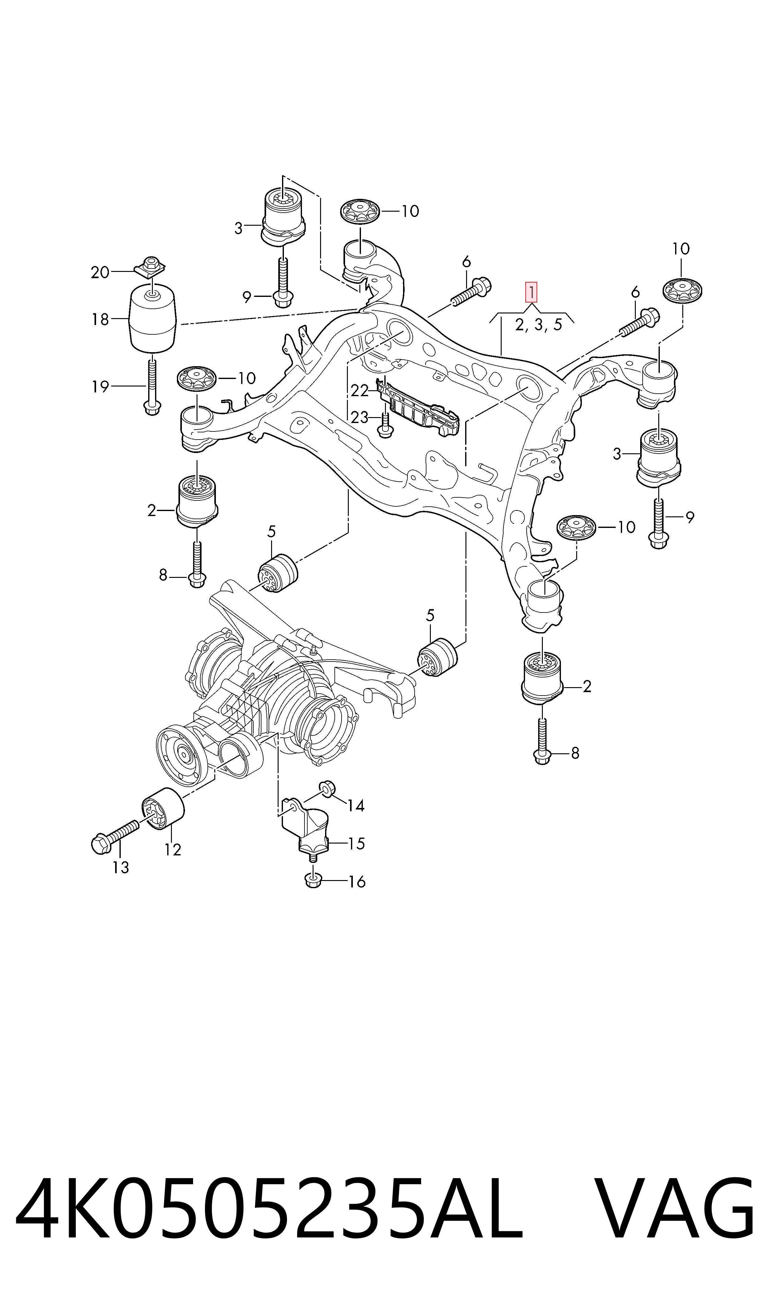 Puente trasero para Audi A6 C8 4A2