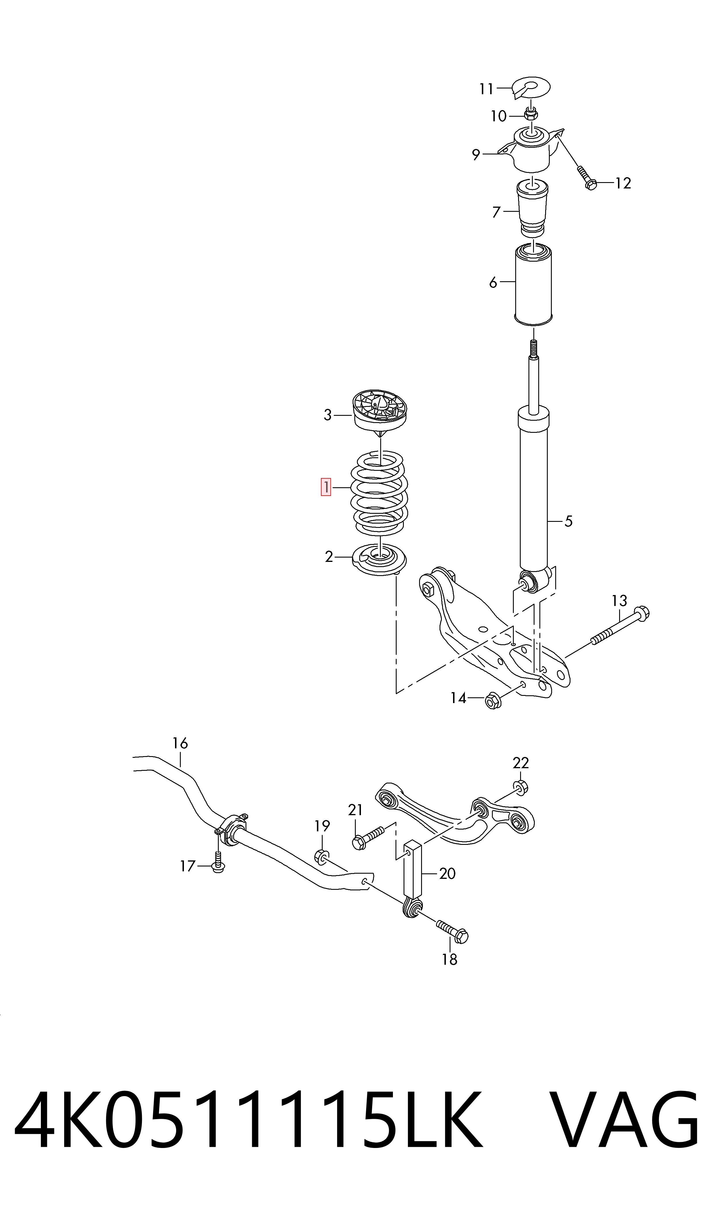 Muelle de suspensión trasero Audi A7 Sportback liftback (4KA) (2017 - 2026) precio, desde 85,99 EUR