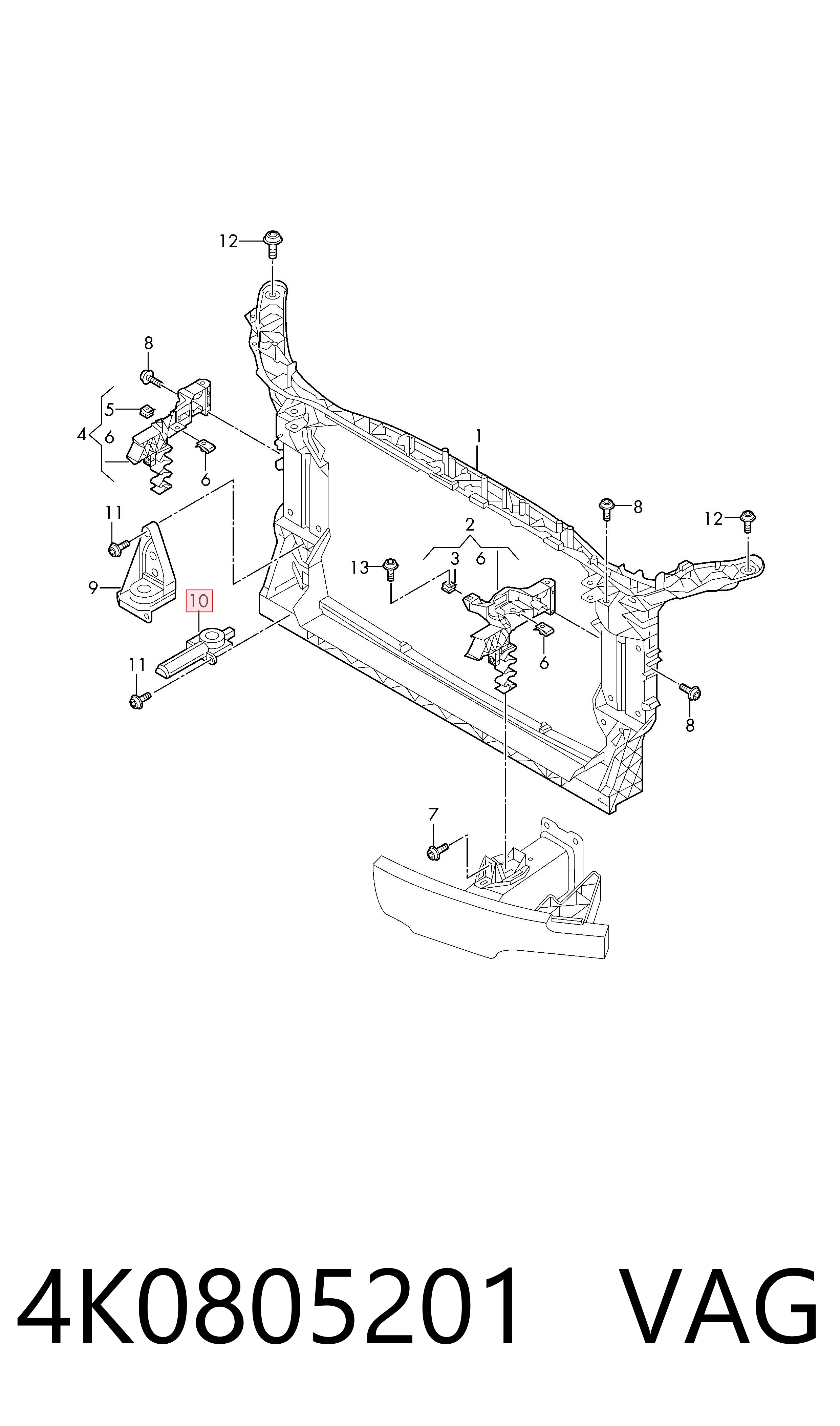 Soporte inferior del radiador VAG 4K0805201 precio, desde 5,01 EUR