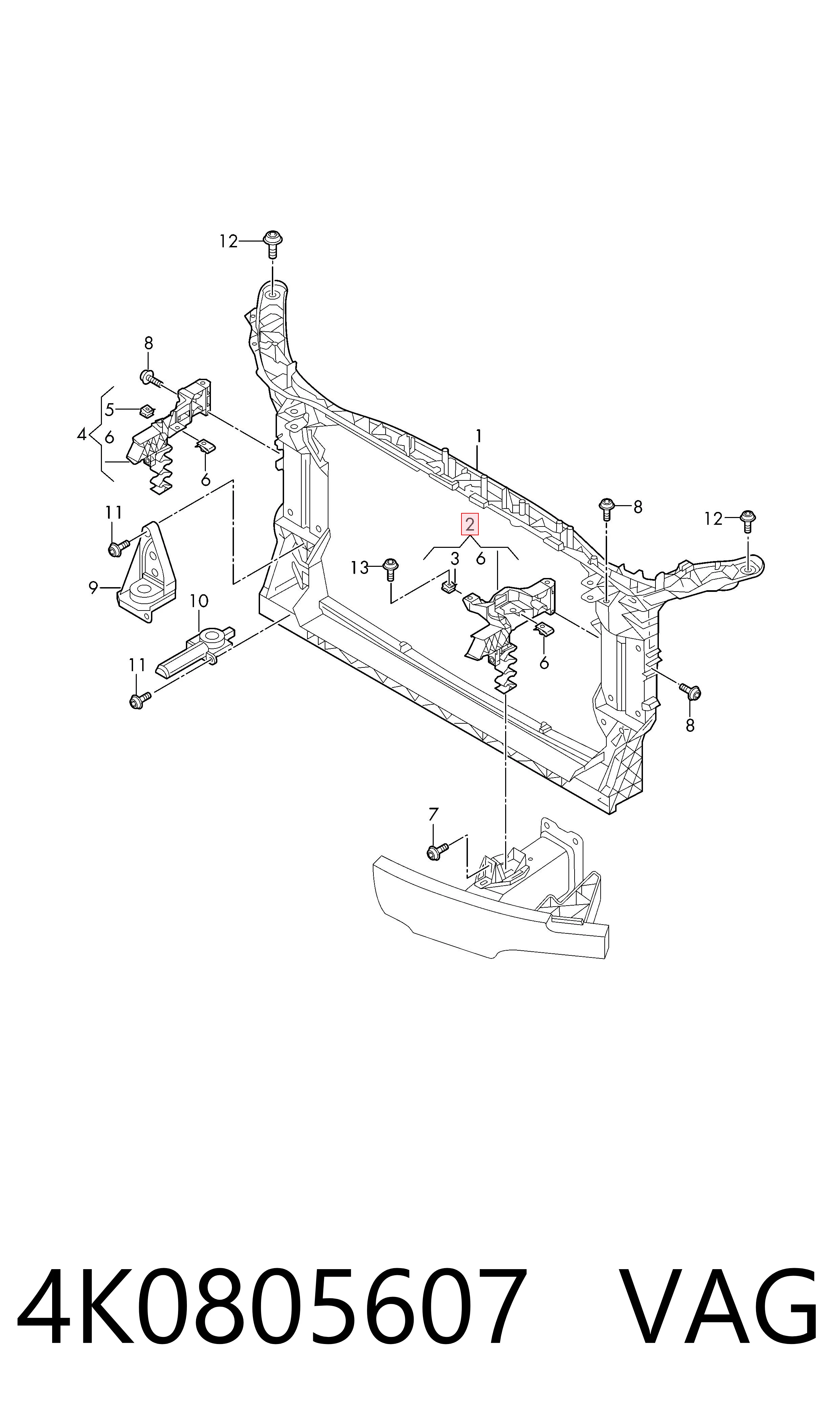 Soporte de fijación del faro delantero izquierdo VAG 4K0805607 precio, desde 21,88 EUR