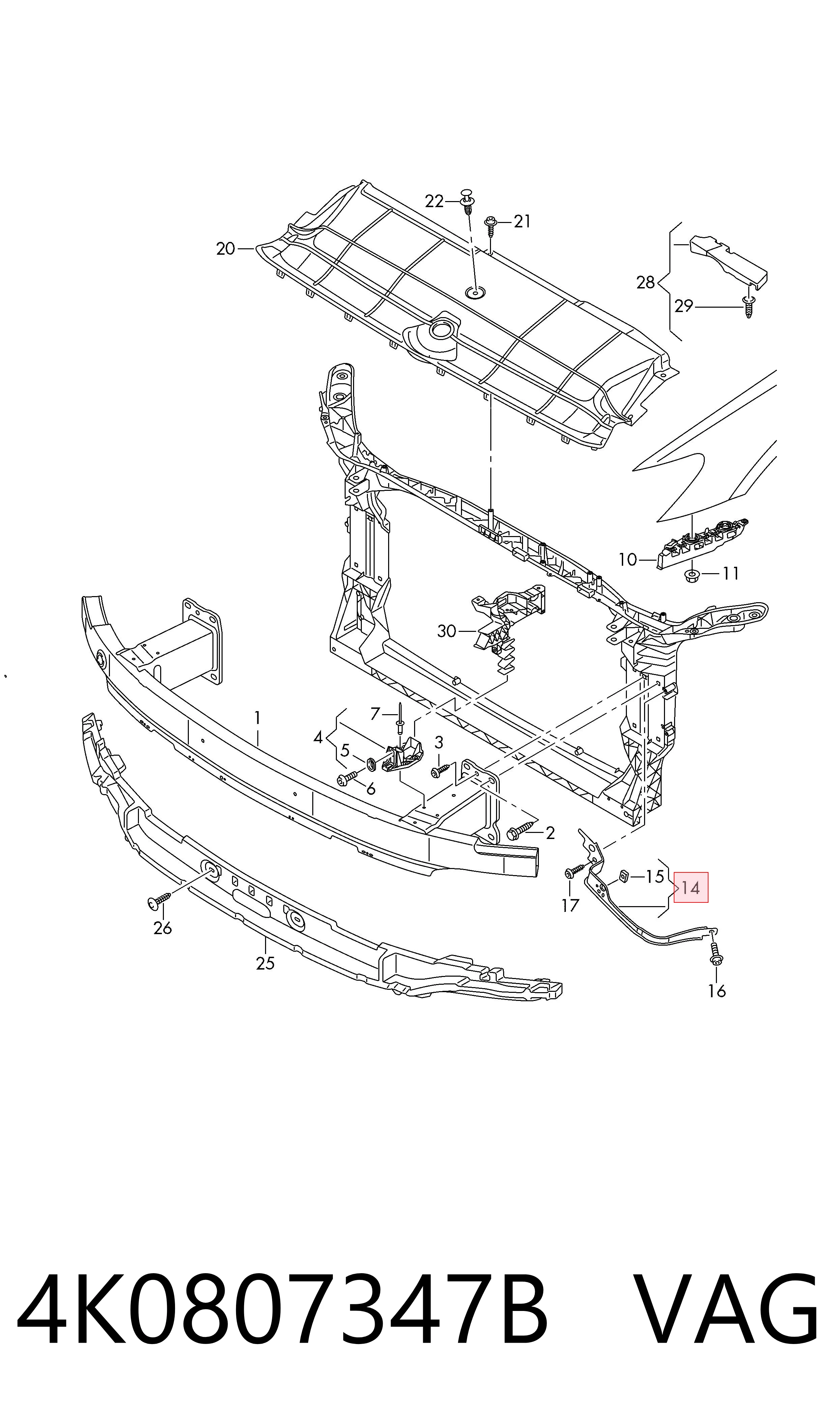 4K0807347B VAG Soporte de panel frontal izquierdo