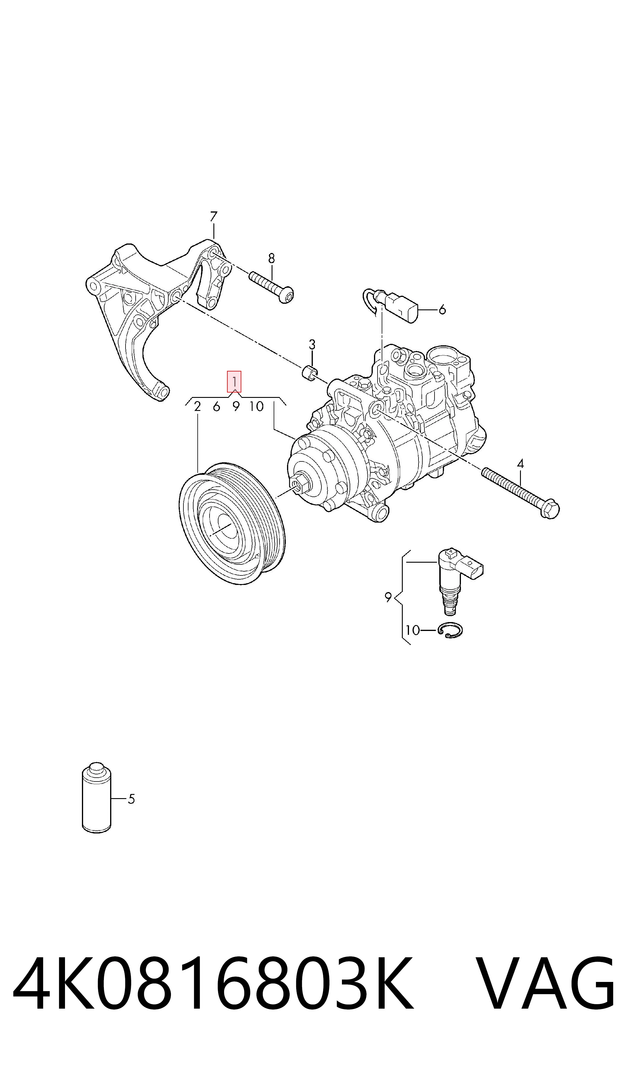4K0816803K VAG Compresor climatizador