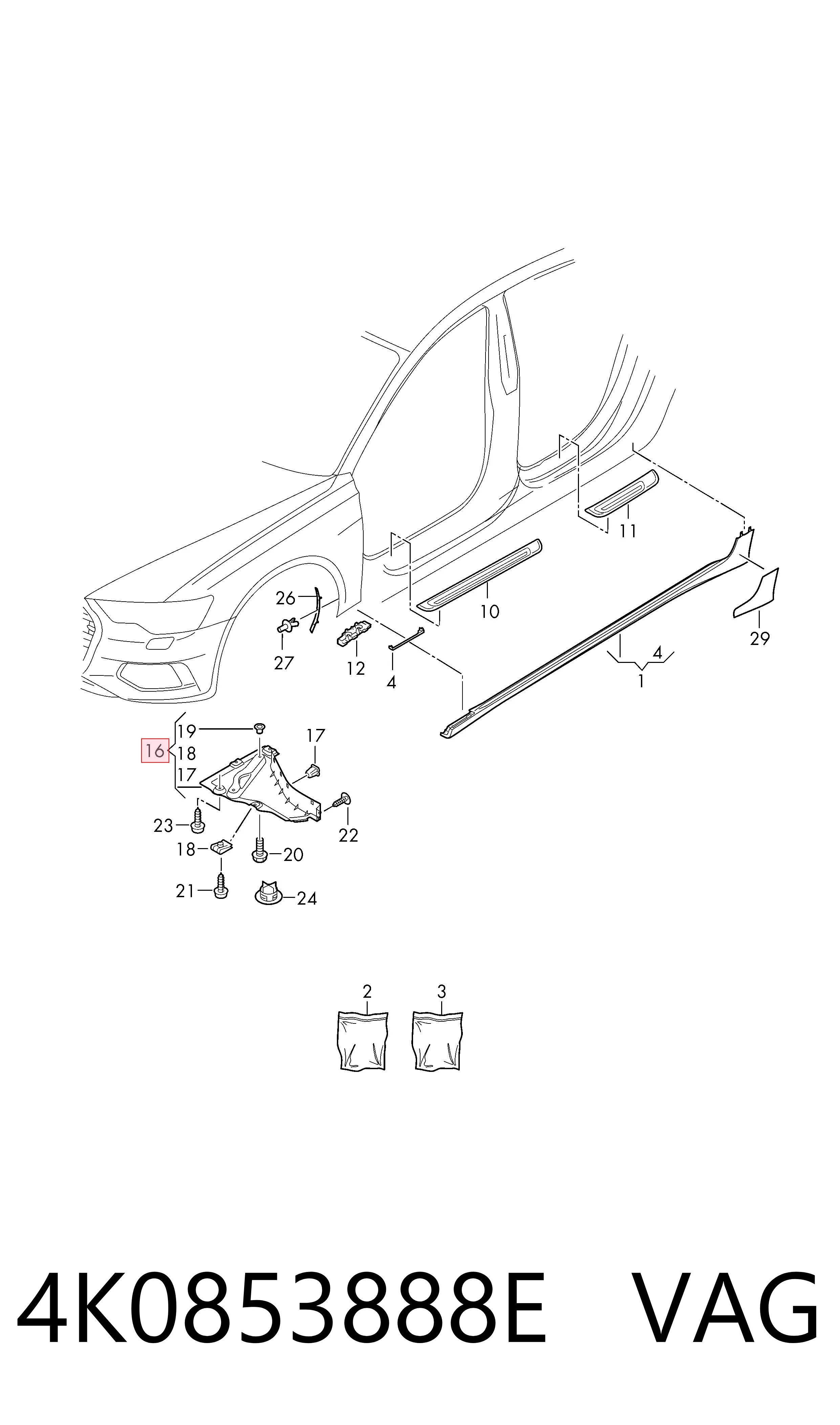4K0853888E VAG Guardalodos interior delantero derecho