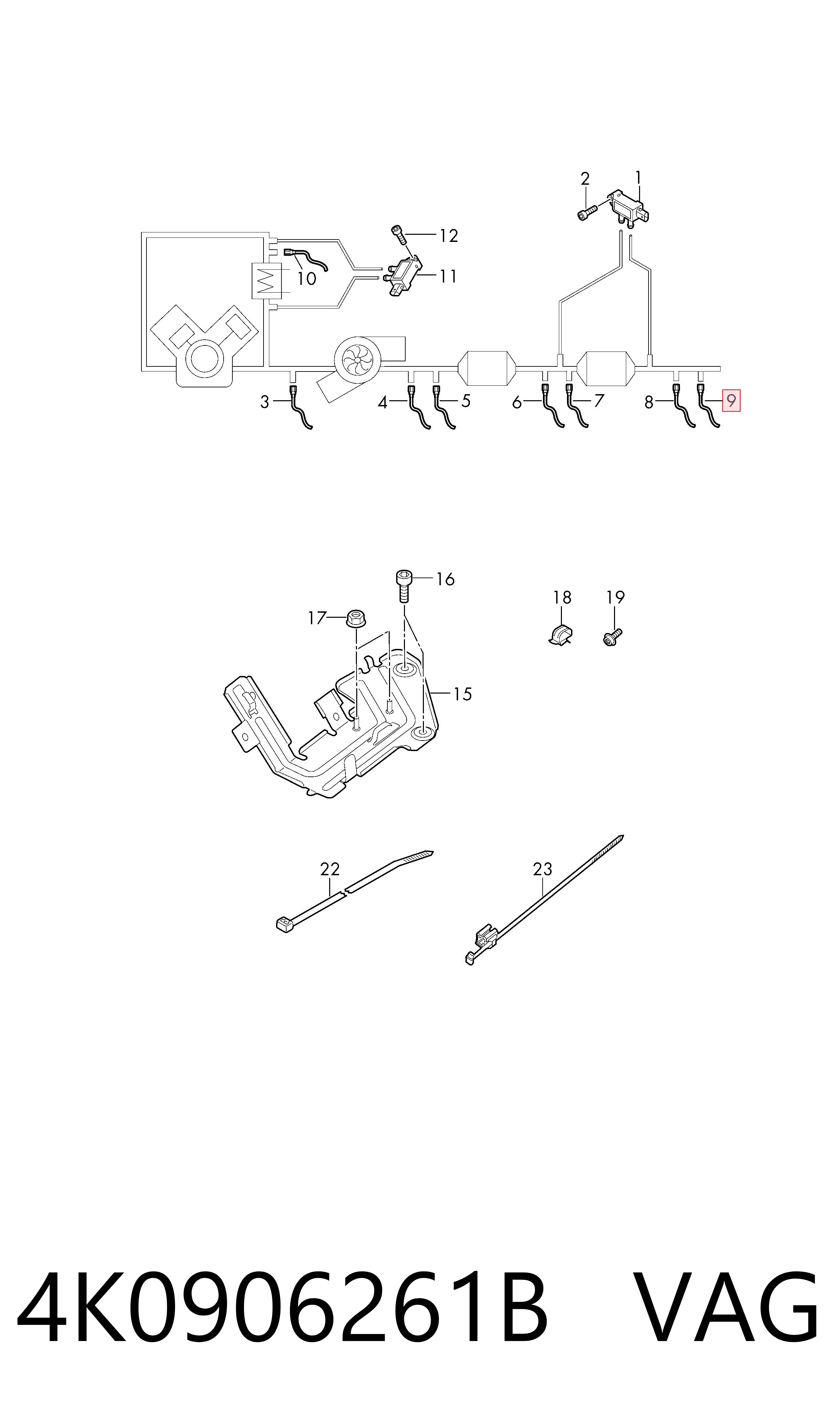 4K0906261B VAG Sensor de óxidos de nitrógeno NOx trasero