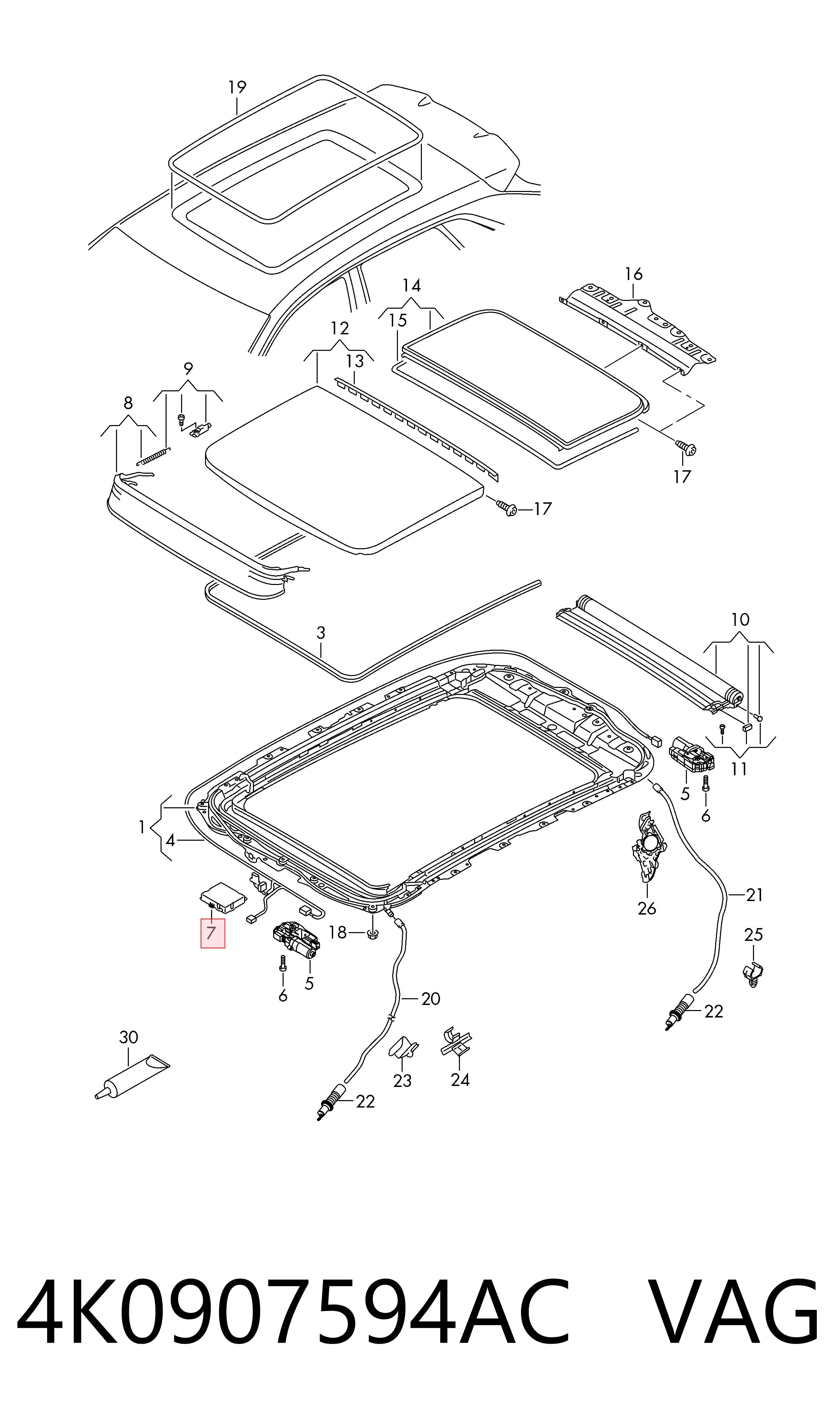 Tapa delantera de la escotilla del techo VAG 4K0907594AC precio, desde 106,00 EUR