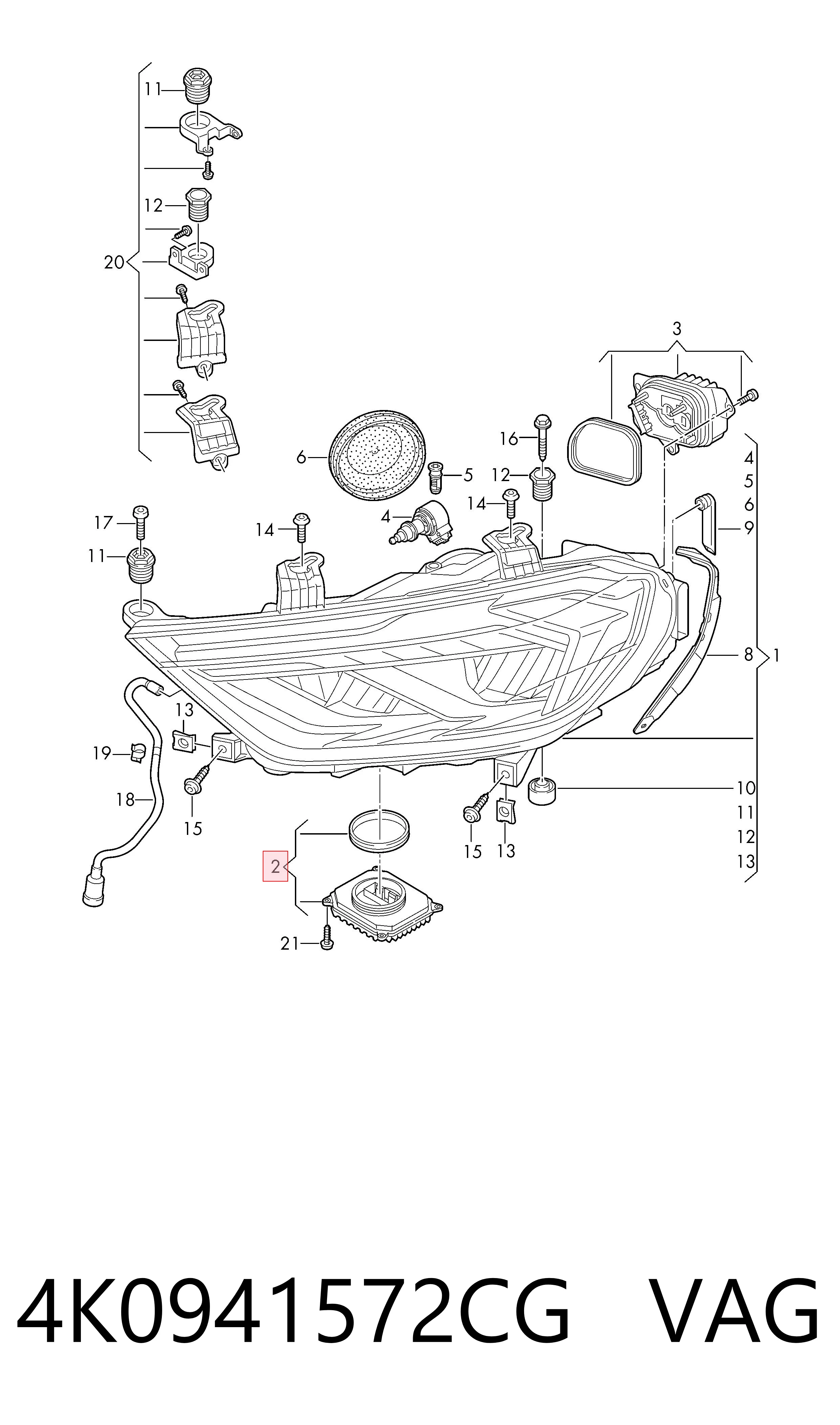 4K0941572CG VAG Módulo de control de luces de faros (ECU)
