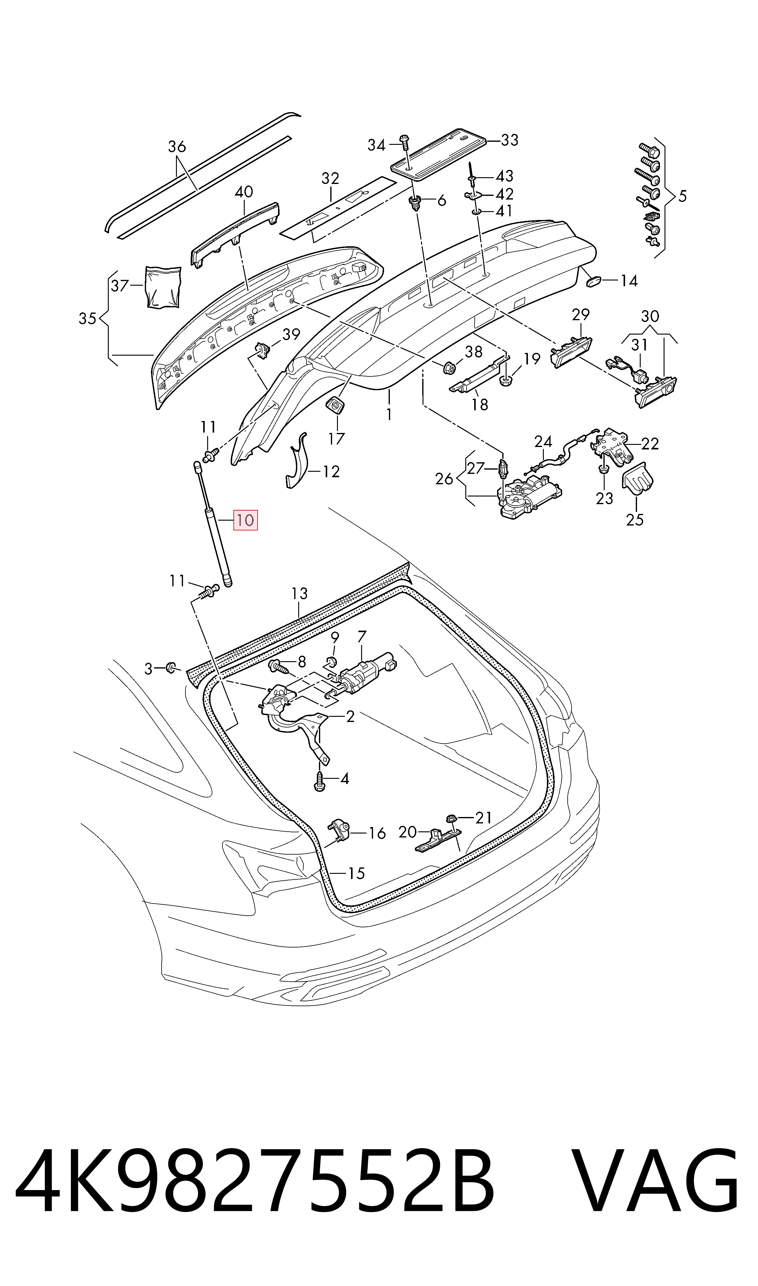 Amortiguador de porton para Audi A6 C8 4A5