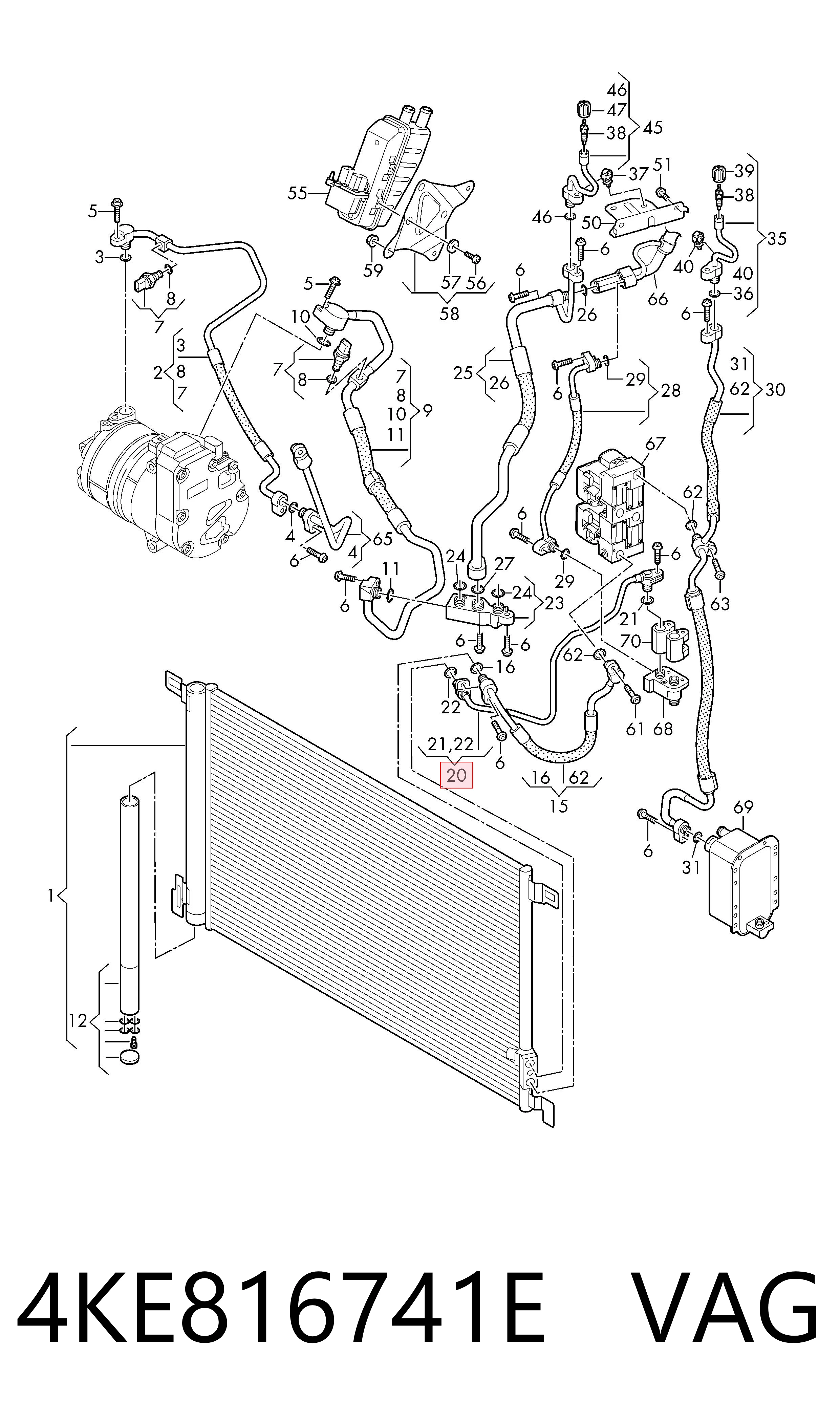 Manguera de aire acondicionado de condensador a evaporador VAG 4KE816741E precio, desde 94,62 EUR