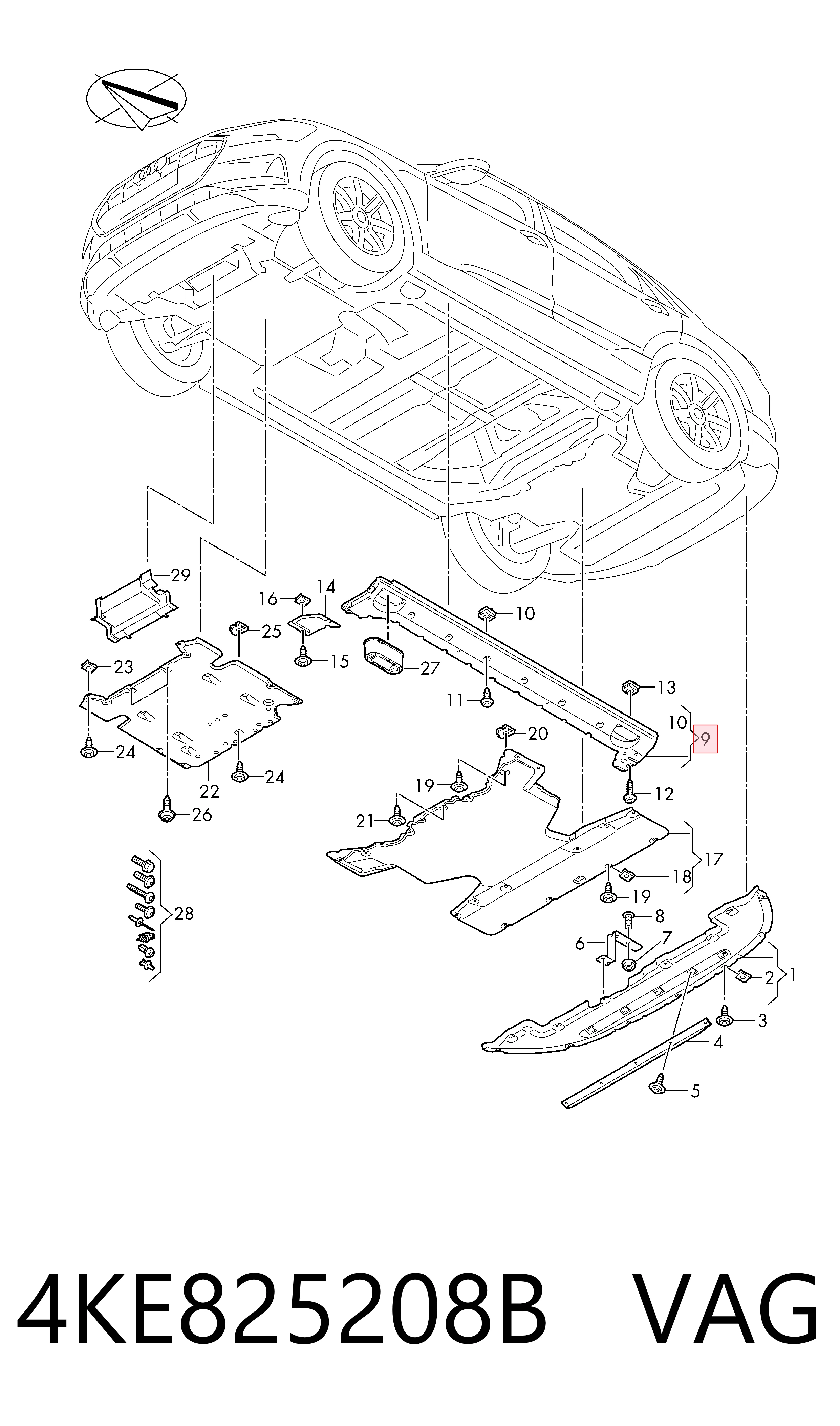 4KE825208B VAG Protección inferior derecha