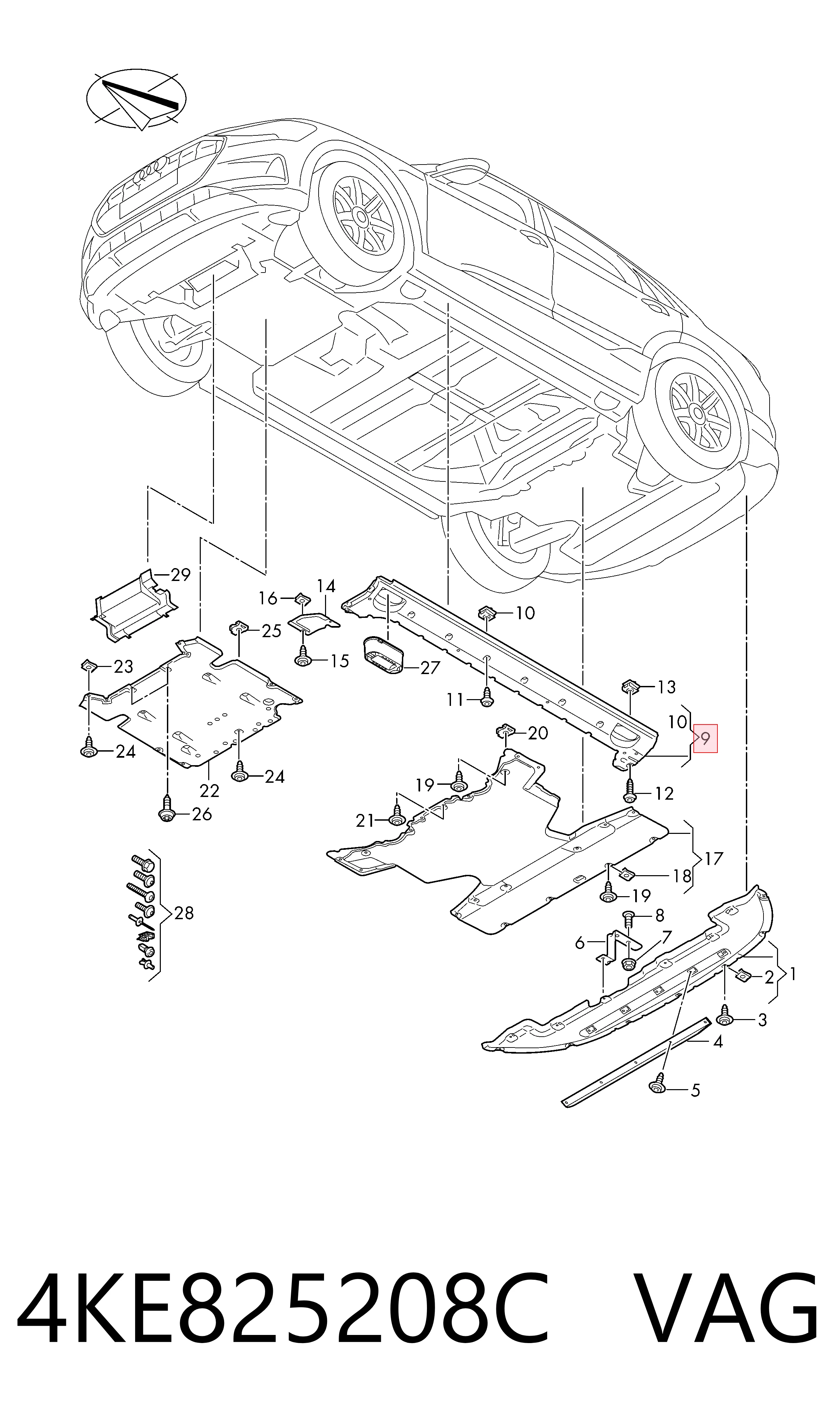 4KE825208C VAG Protección inferior derecha