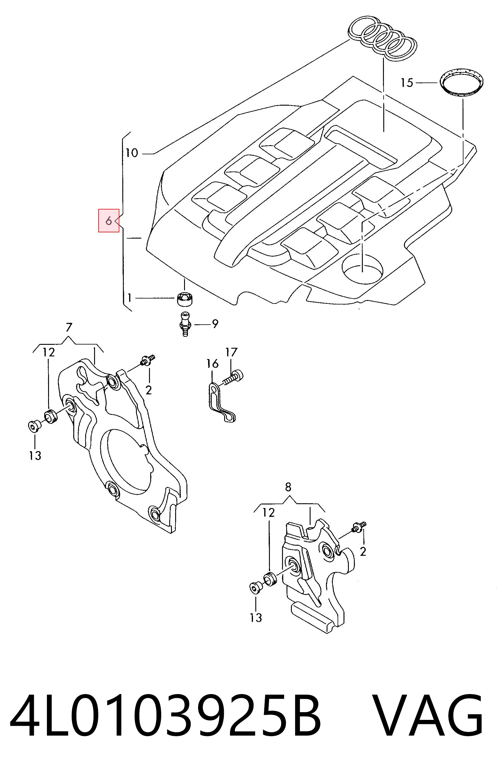 Tapa del motor decorativa para Audi Q7  4LB